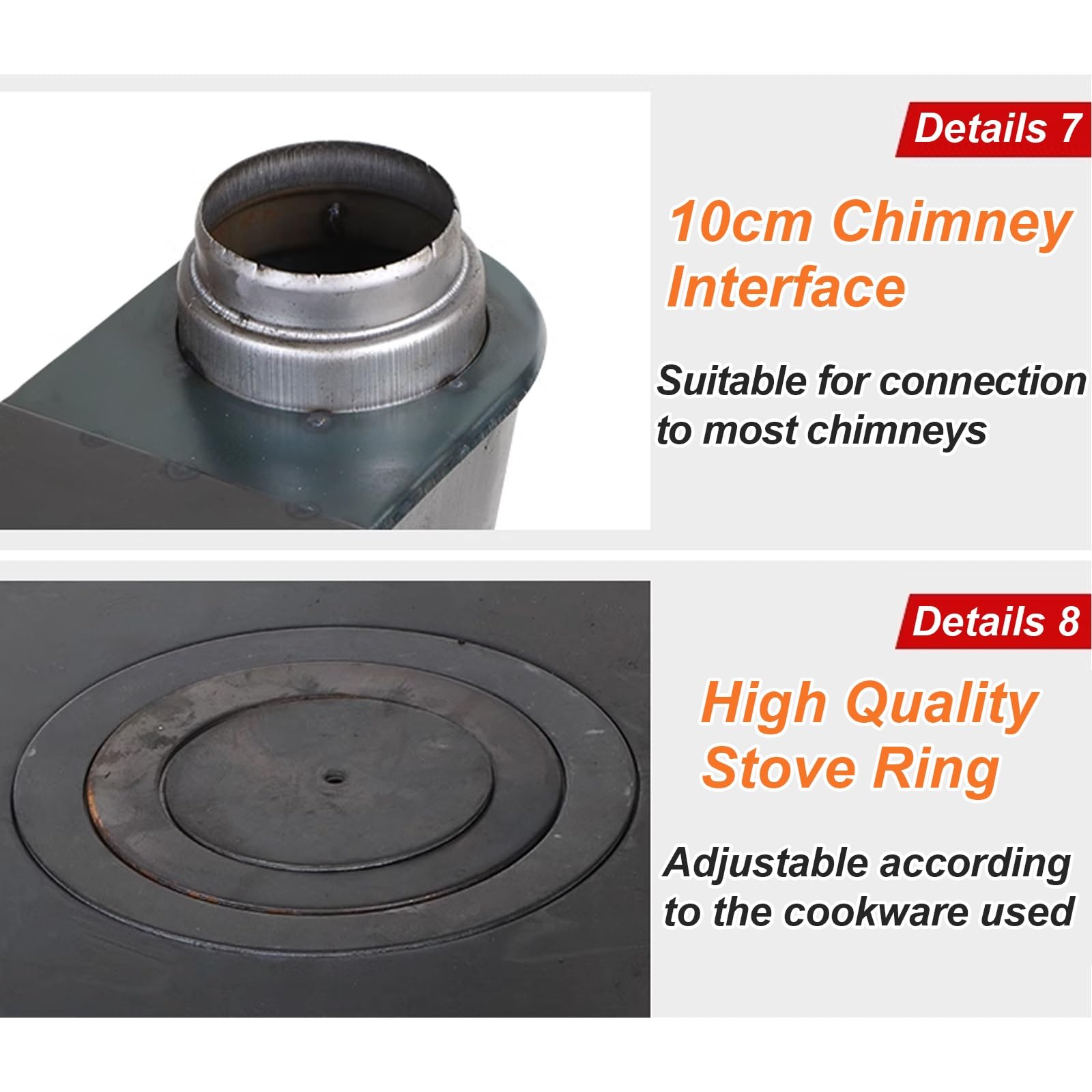 Cast Iron Wood Burning Stove for Camping & Home Heating - Hand Welded Wood Stove with Stabilized Legs & Large Gray Box | Perfect for Outdoor Adventures, Emergency Heating & Backyard Cooking