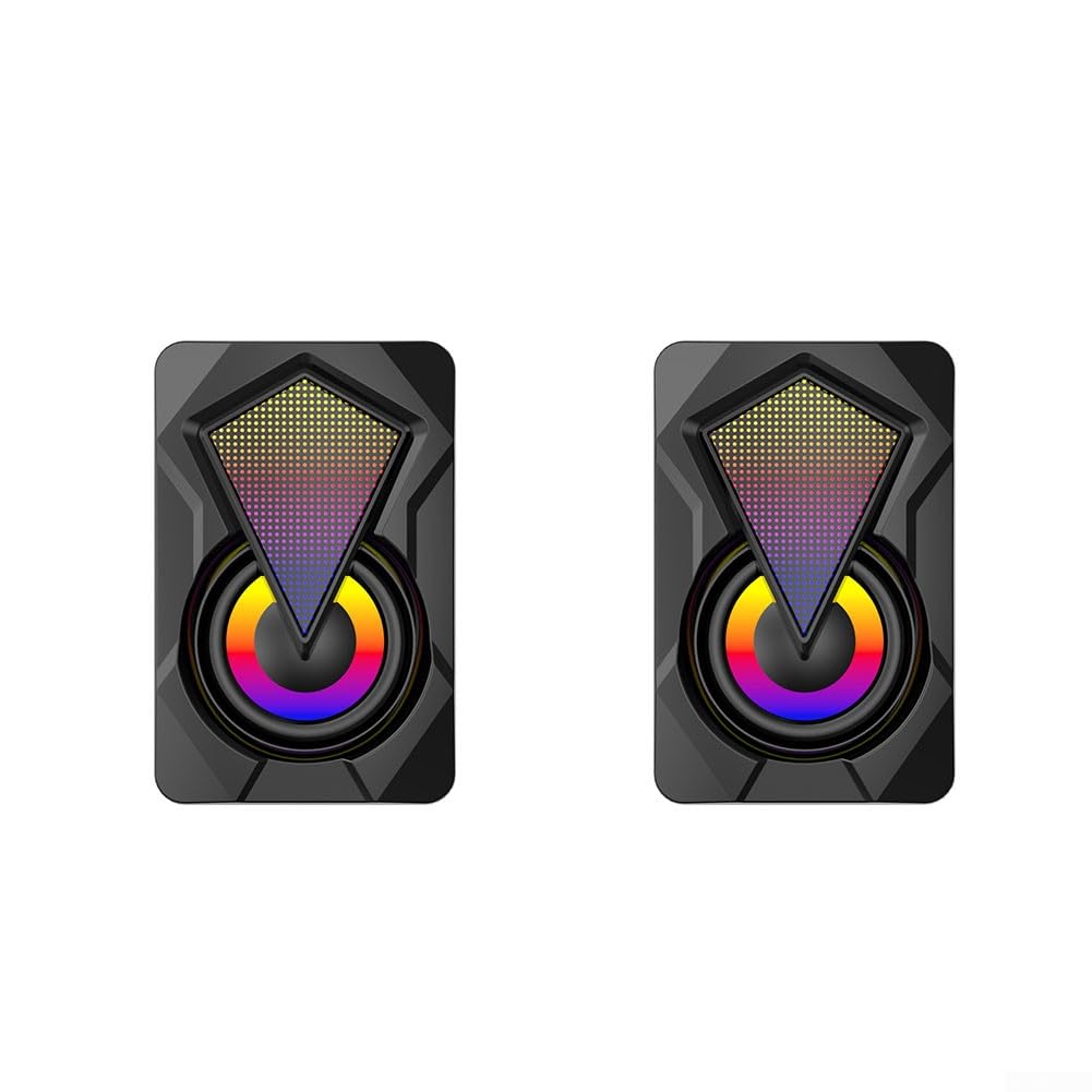 GLOBALHUT USB-Powered Computer Speakers with Stereo Sound, 3W*2 Output, RGB Lighting for PC, Laptop, Gaming, and Home Office Use