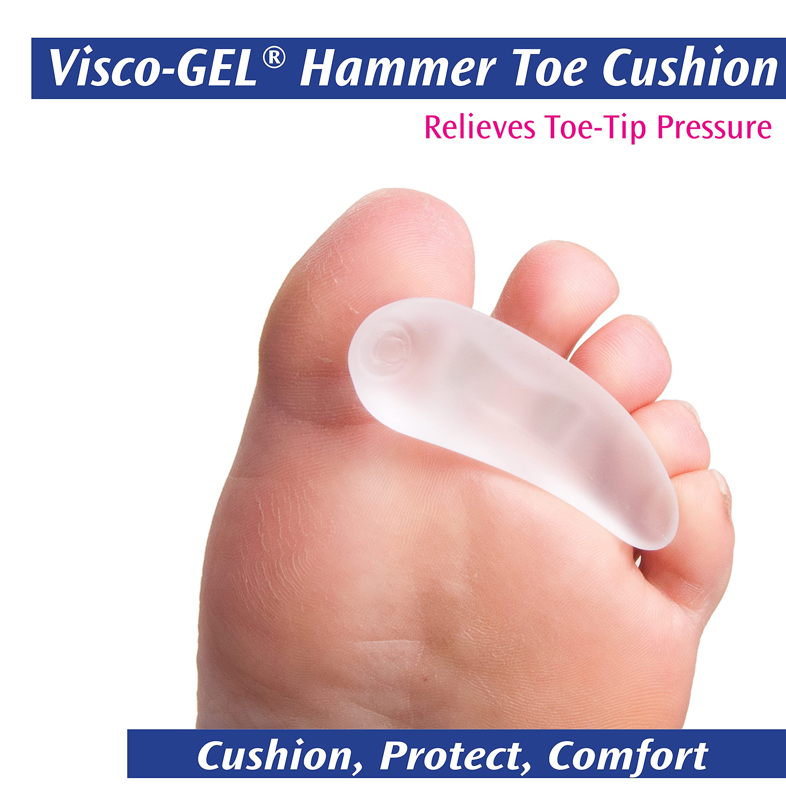 PediFix Visco-GEL Hammer Toe Cushion - Soft Gel Pads for Toe Pain Relief & Comfort - Perfect for Running, Walking & Everyday Foot Support