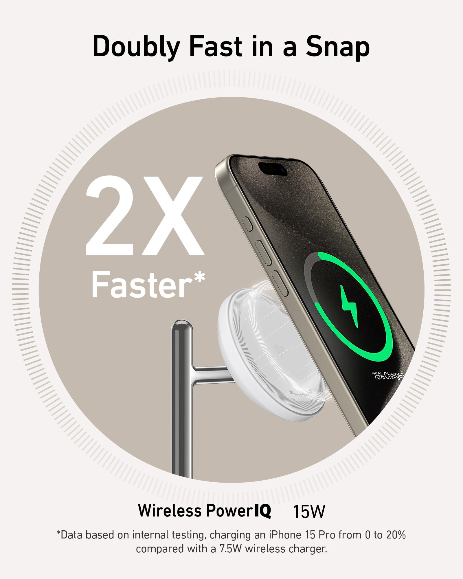 Anker 3-in-1 Wireless Charging Station with MagSafe | Qi2 Certified 15W Fast Charging Stand for iPhone 15/14/13 Series, AirPods Pro & Apple Watch Ultra | Includes USB-C Cable | Perfect for Home, Office & Travel Charging