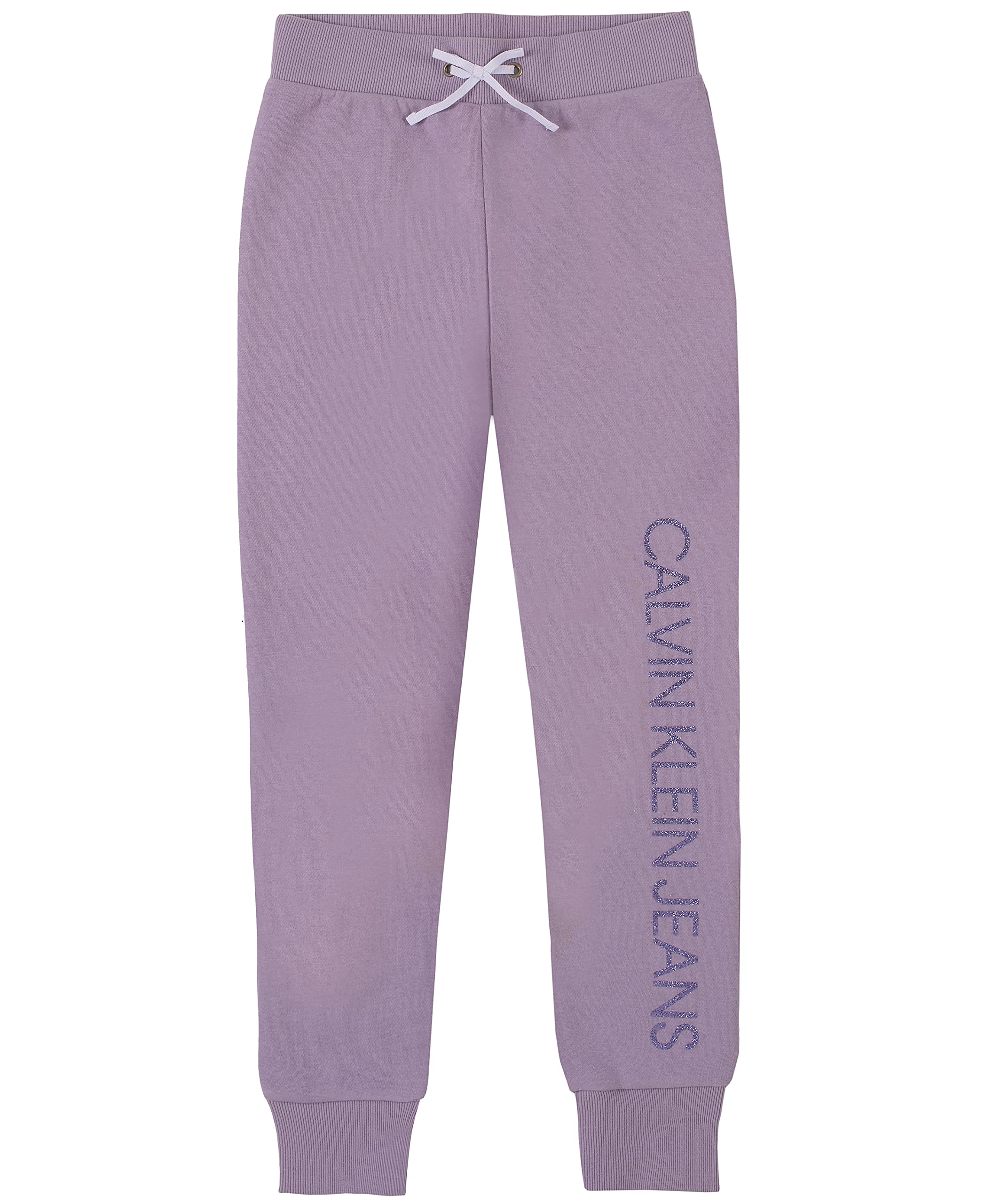 Calvin Klein Girls' Fleece Logo Sweatpants for Kids - Soft & Comfortable Casual Pants for School, Playdates & Everyday Wear