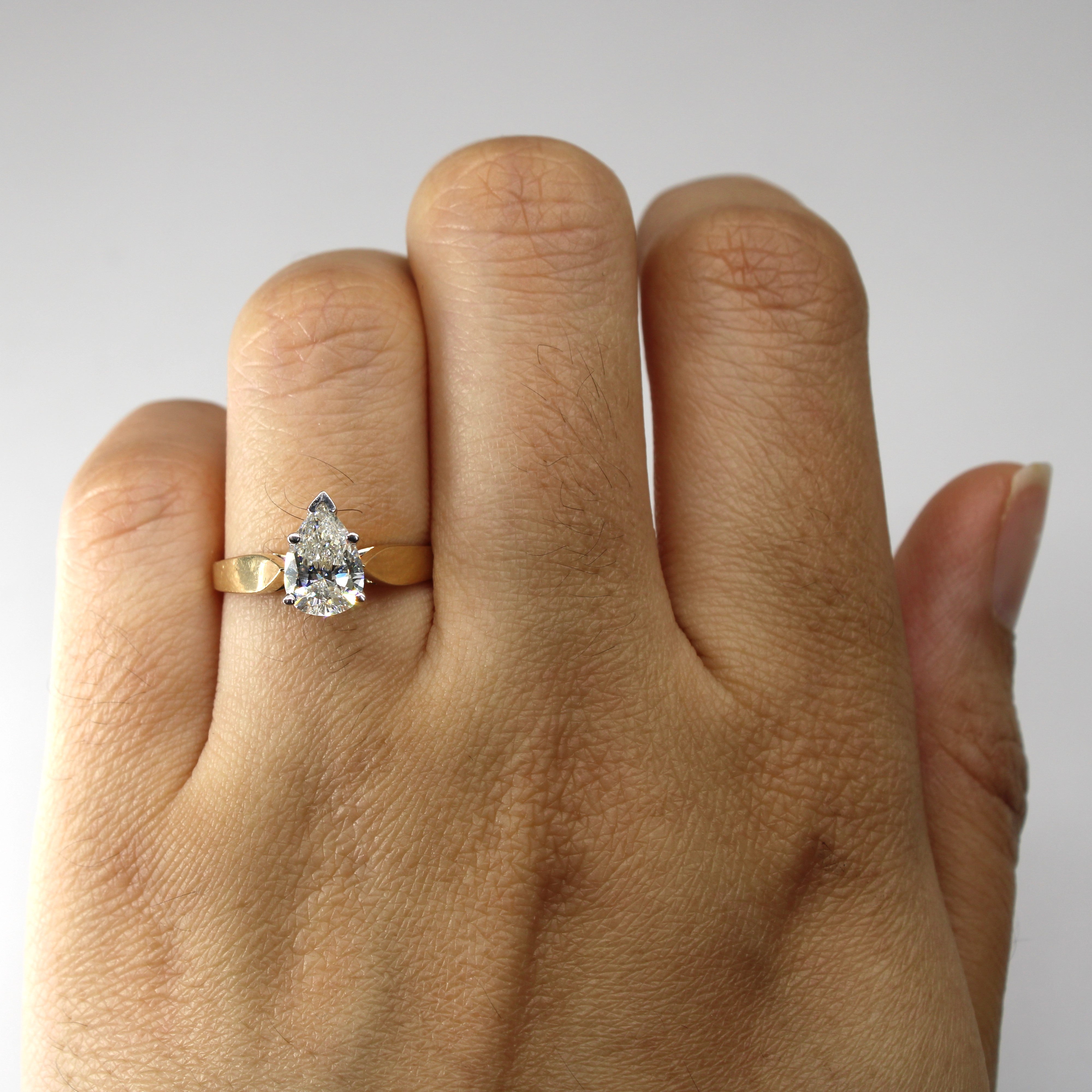 1.05ct Solitaire Pear Diamond Engagement Ring - I1 Clarity, H/I Color, Size 6 | Perfect for Proposals, Anniversaries & Special Occasions