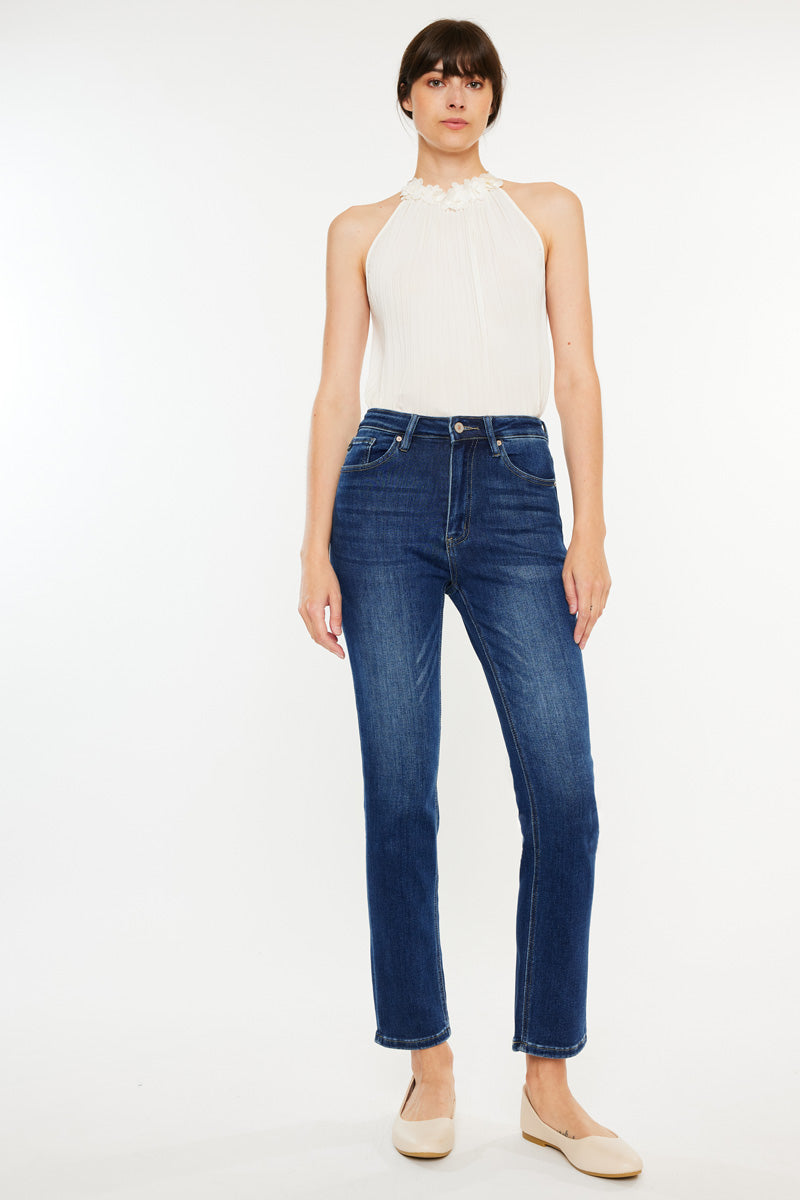 Adaline Essentials High Rise Slim Straight Leg Jeans for Women - Comfortable Stretch Denim Pants for Casual Wear, Office & Everyday Outfits