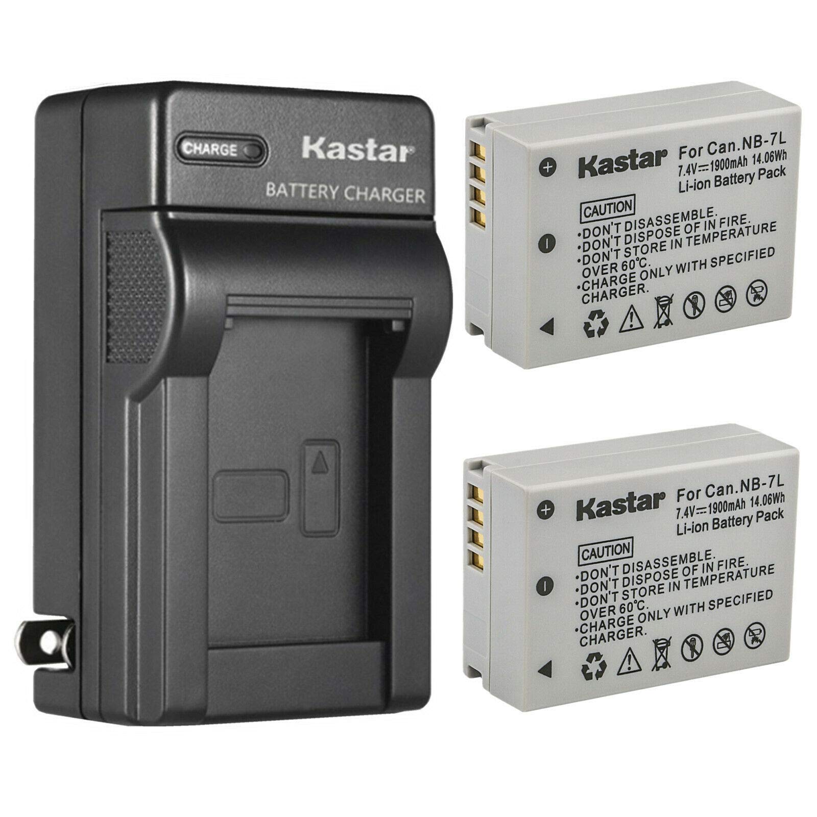 Kastar 2-Pack NB-7L Battery & AC Wall Charger Replacement for Canon PowerShot G10 G11 G12 SX30 IS Cameras - Perfect for Travel Photography & Outdoor Shooting