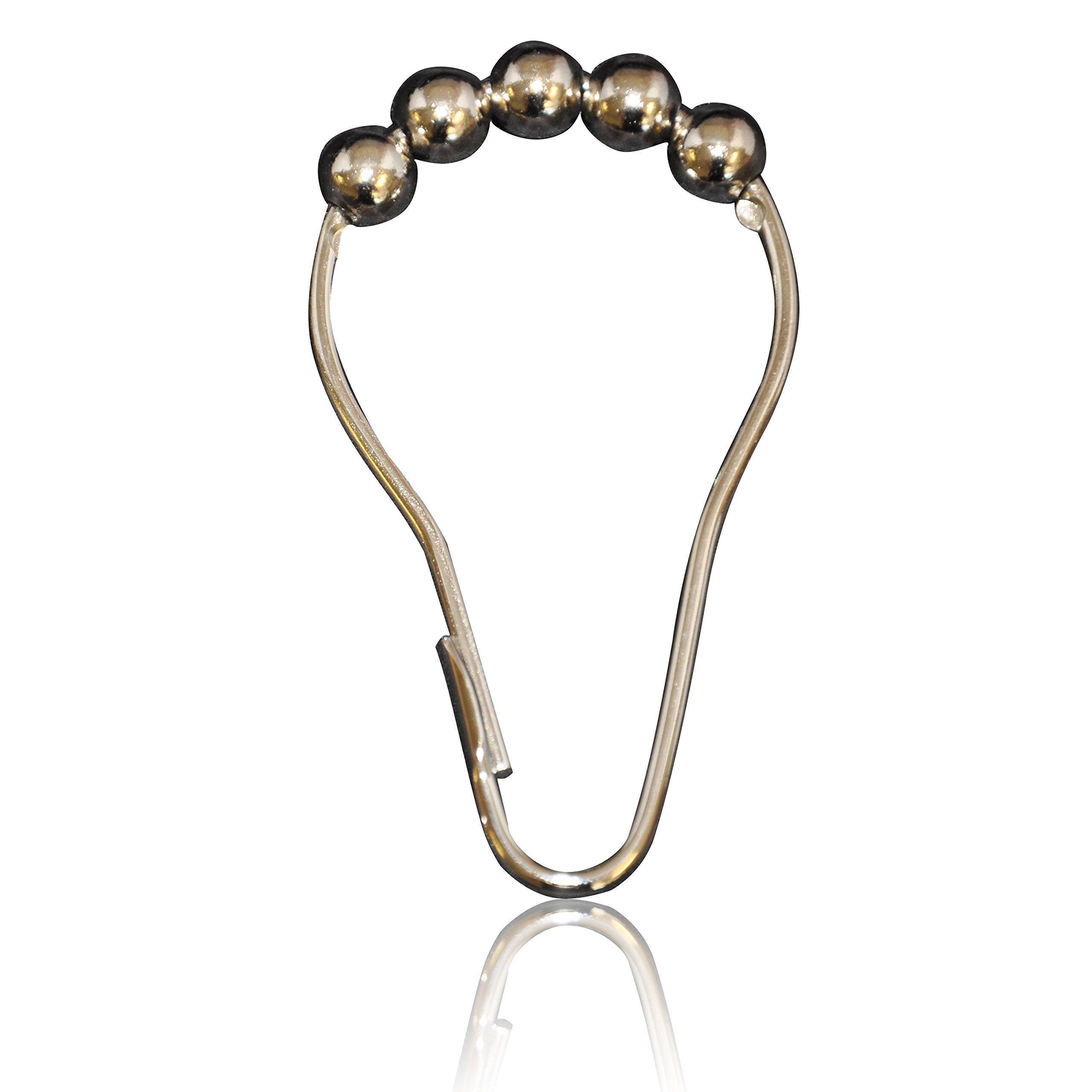 Heavy Duty Roller Shower Curtain Rings - Set of 12 Chrome Roller Hooks for Bathroom, Clipperton Roller Rings - Smooth Gliding Shower Curtain Hooks for Easy Opening & Closing | Perfect for Bathroom, Spa, or Hotel Use