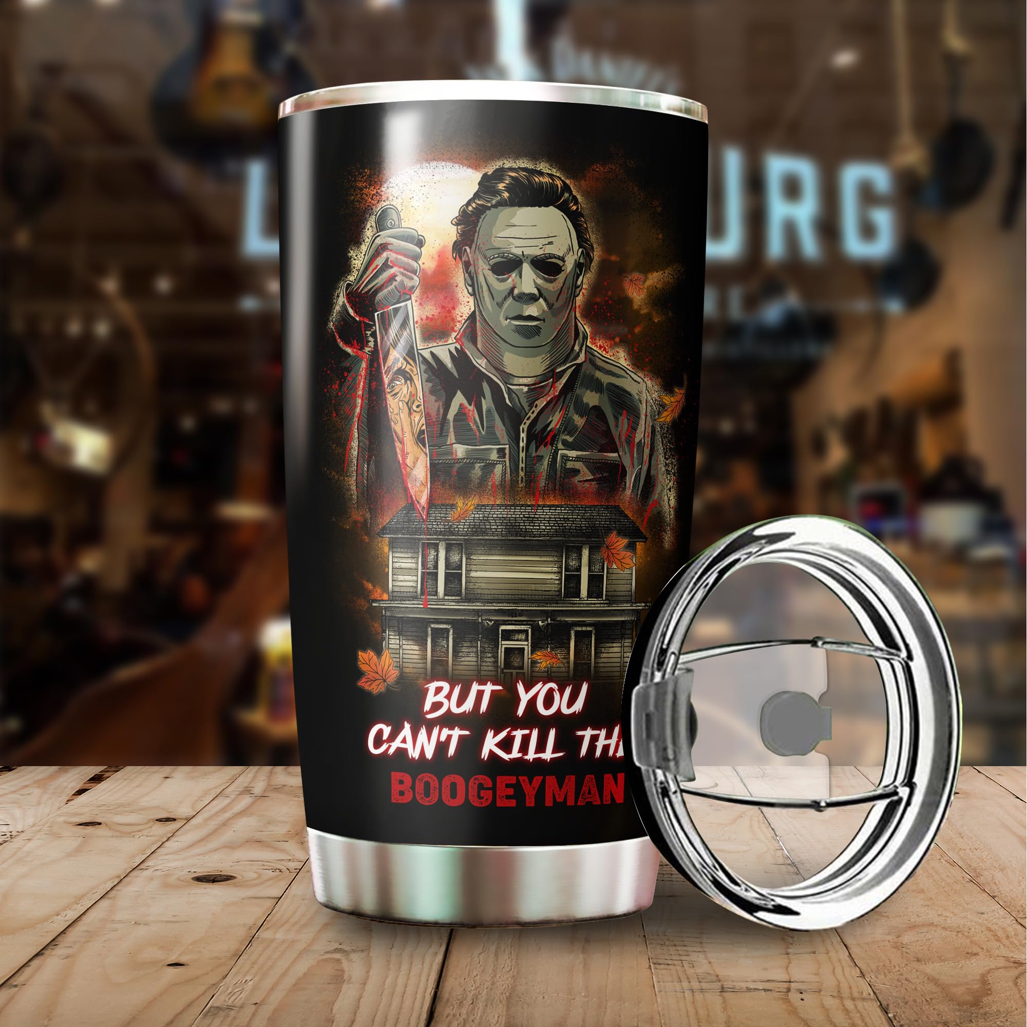 20oz Scary Halloween Tumbler Mug - Horror Themed Insulated Cup for Halloween & Christmas Gifts - Perfect for Spooky Parties, Office Use & Holiday Decorations