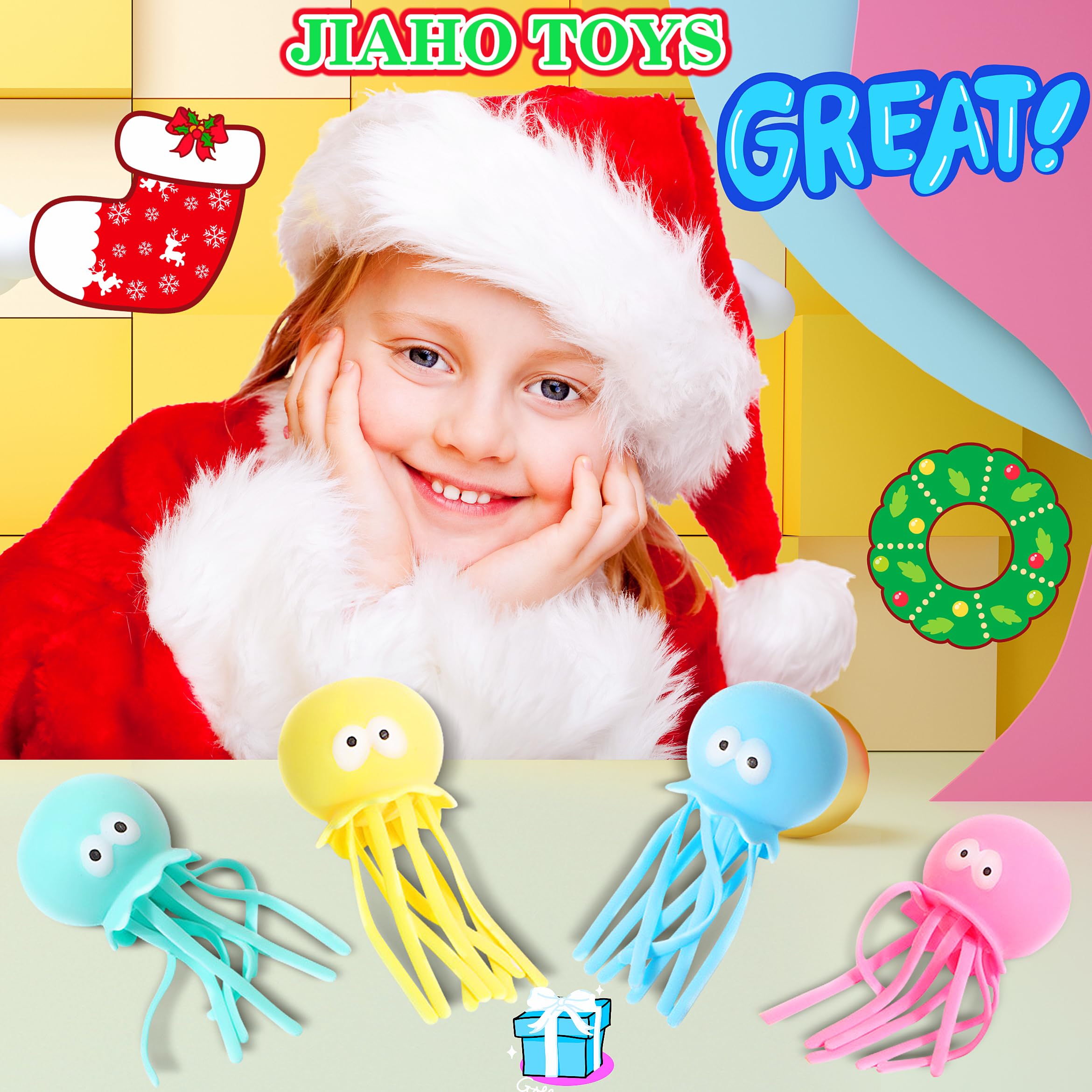3 Pack Octopus Squishy Stress Balls for Adults & Kids - Ocean Animal Sensory Toys for Anxiety Relief, Classroom Prizes, Party Favors - Soft Squeeze Fidget Toys for Office, School, Travel & Stress Management