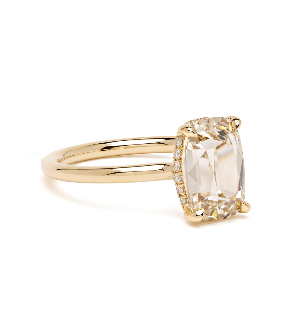 Billie Champagne Old Mine Elongated Cushion Diamond Engagement Ring - Vintage Style Wedding Band for Women, Perfect for Proposals & Anniversaries