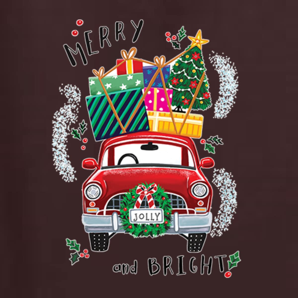 Merry and Bright Red Car Christmas Tri-Blend Racerback Tank Top - Festive Holiday Apparel for Women, Christmas Party Outfit, Family Gathering & Seasonal Photoshoots
