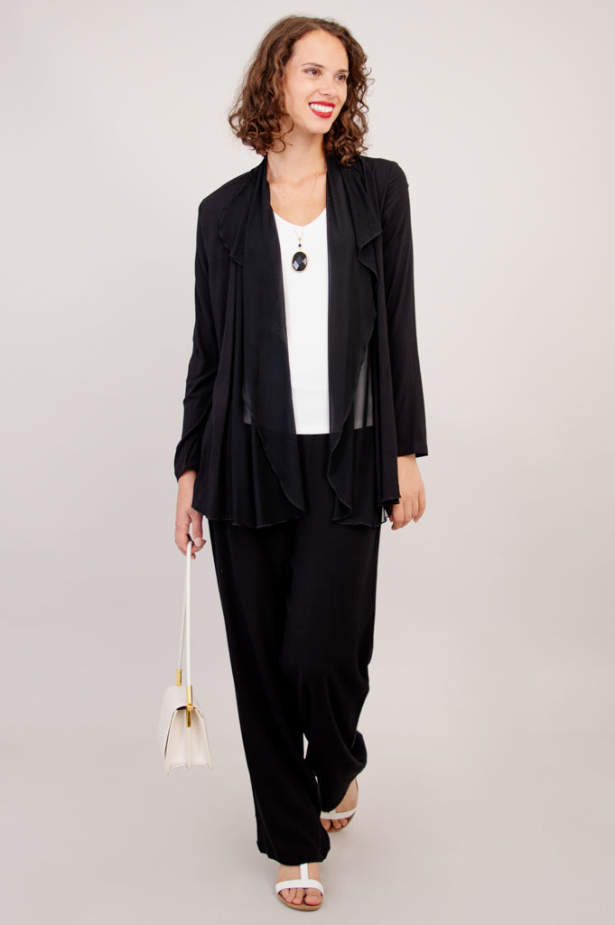 Diana Jacket - Black Linen Bamboo Blazer for Women | Lightweight Summer Jacket for Office, Travel & Casual Outfits