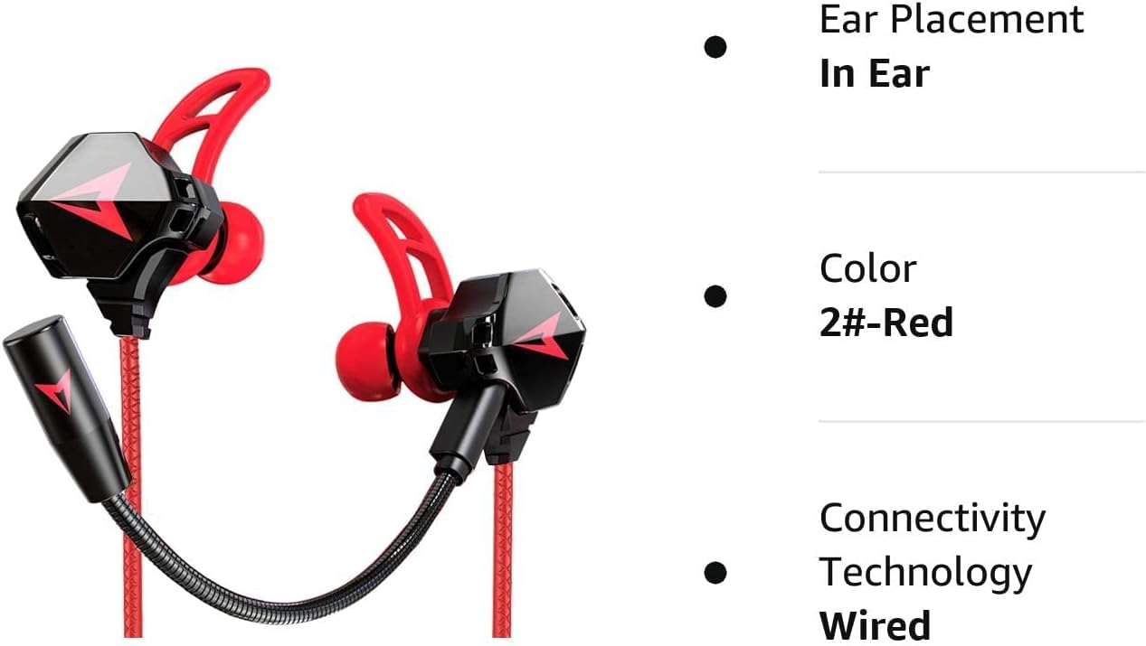 Battle Buds Pro in-Ear Gaming Headset with Dual Microphone - Noise Cancelling Wired Earphones with Mute & Volume Control for Mobile Gaming, Nintendo Switch, Xbox One, PS4, PC (Red) - Perfect for Competitive Gaming & Streaming