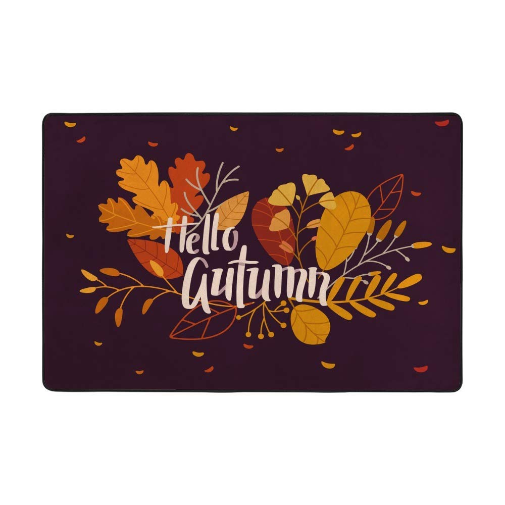 Soft Distressed Polyester Area Rug for Kids Nursery, Living Room & Bedroom - 6'x4' Autumn Leaves Design, Non-Slip Floor Mat with High Absorption - Perfect for Playrooms, Dorm Decor and Cozy Home Spaces