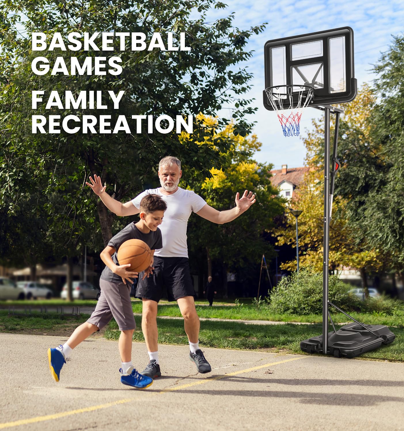 10ft Adjustable Portable Basketball Hoop System for Kids, Youth & Adults - 48 Inch Shatterproof Backboard - Perfect for Backyard, Driveway & Indoor Use - Outdoor Basketball Goals for Home Training & Family Fun