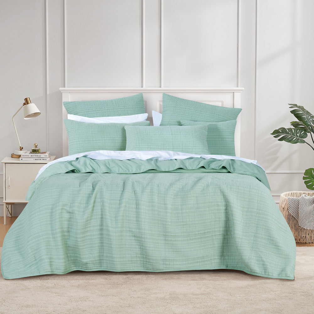 Cressida Sage Coverlet Set - Super King Size | Luxury Bedding for Master Bedroom & Guest Room | Soft & Breathable Coverlet for All Seasons
