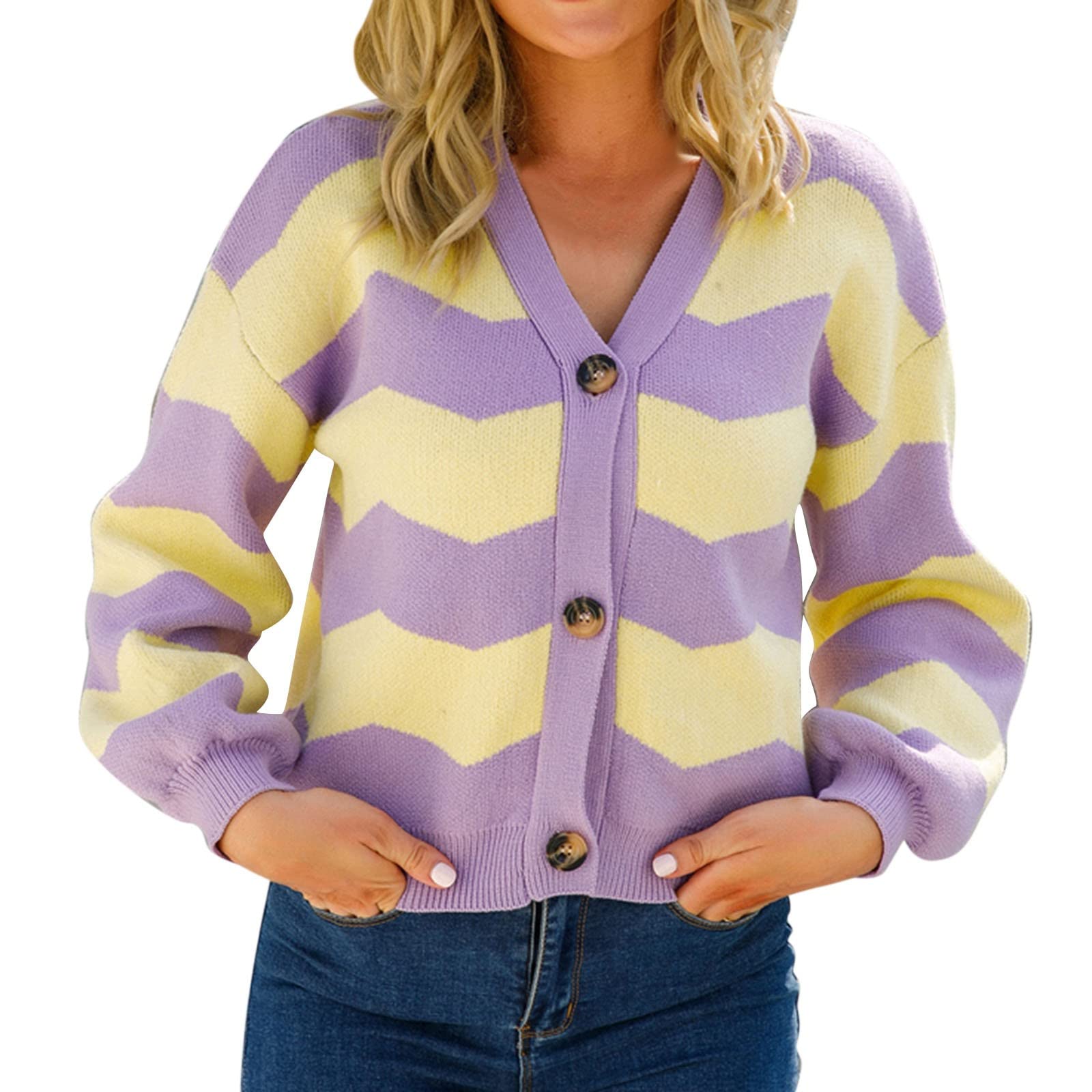 Lightweight Short Women's Casual Cardigan - Single Breasted V-Neck Long Sleeve Sweater for Everyday Wear | Perfect for Office, Date Night & Spring Layering