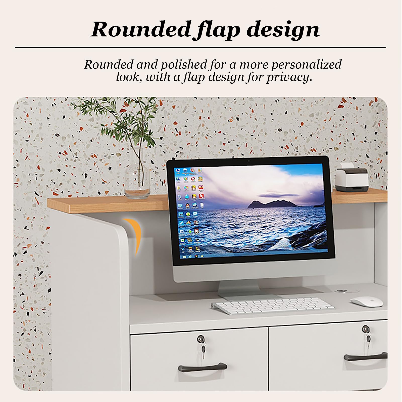 Modern Reception Counter Desk with Drawers - 60