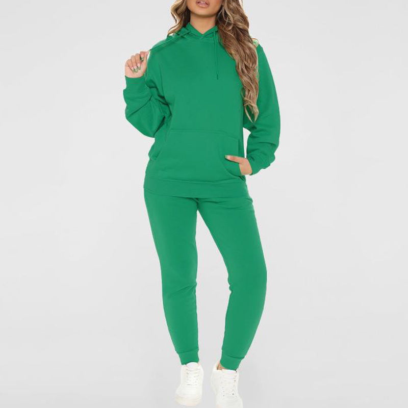 Solid Color Hooded Long Sleeve Hoodie Set for Men & Women - Cozy Pullover Sweatshirt for Casual Wear, Gym, and Outdoor Activities
