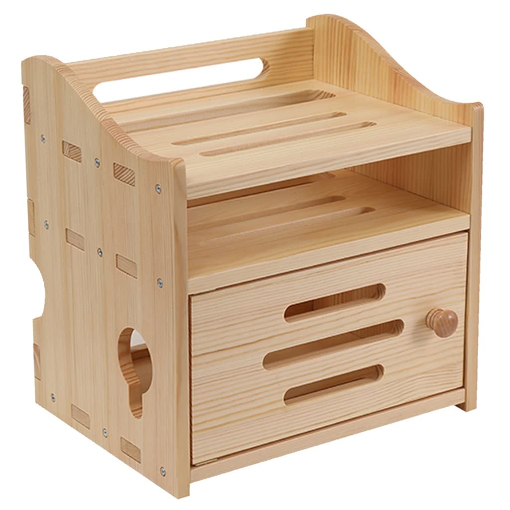 Solid Wood Wall Mount Router Shelf - Durable Wire Storage Box for Living Room, Study & Hallway - 30x30cm Organizer for WiFi Router, Cables & Home Office Essentials