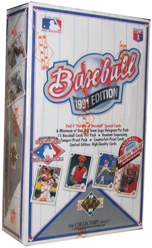 1991 Upper Deck Baseball Cards Box - 36 Packs per Box, Includes Potential Chipper Jones Rookie Cards | Collectible Sports Memorabilia for Baseball Fans & Card Collectors