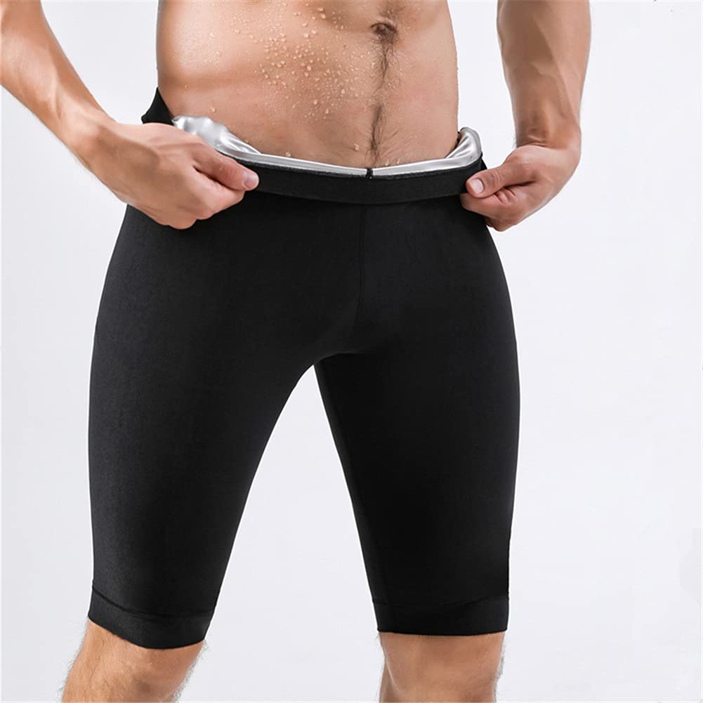 IOLMNG Men's Body Shaper Sweat Sauna Pants - Weight Loss Shapewear, Workout Shorts & Fat Burning Slimming Leggings for Gym, Running & Fitness (Black, XXXL) | Moisture-Wicking & Compression Support
