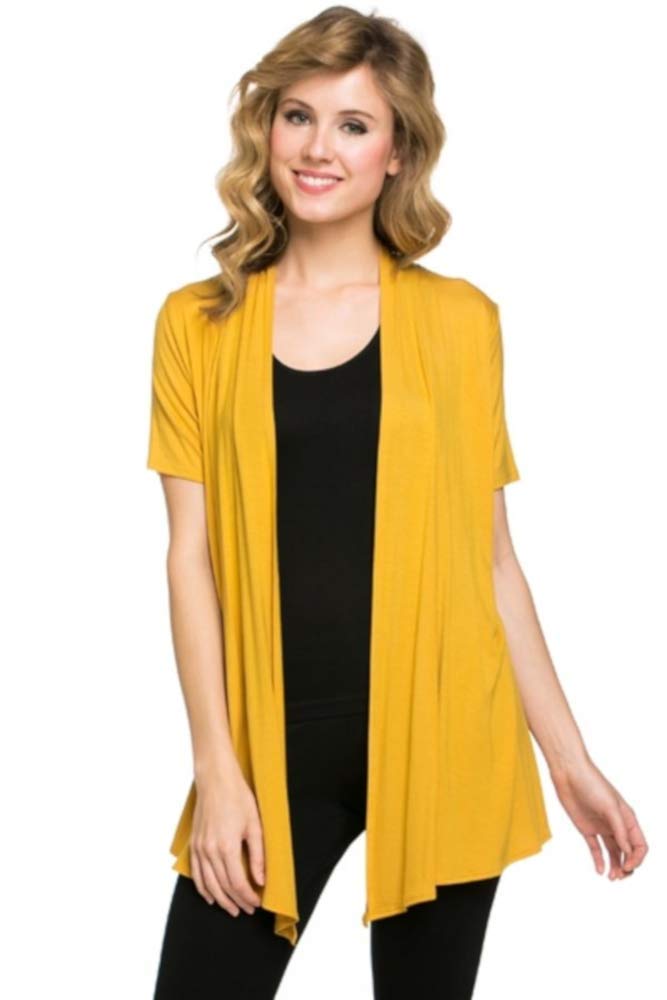 Simpli Soft Casual Drape Cardigan - Short Sleeve Open Front Lightweight Cover-Up - Made in USA - Perfect for Spring/Summer Layering, Beach Cover-Up & Office Wear