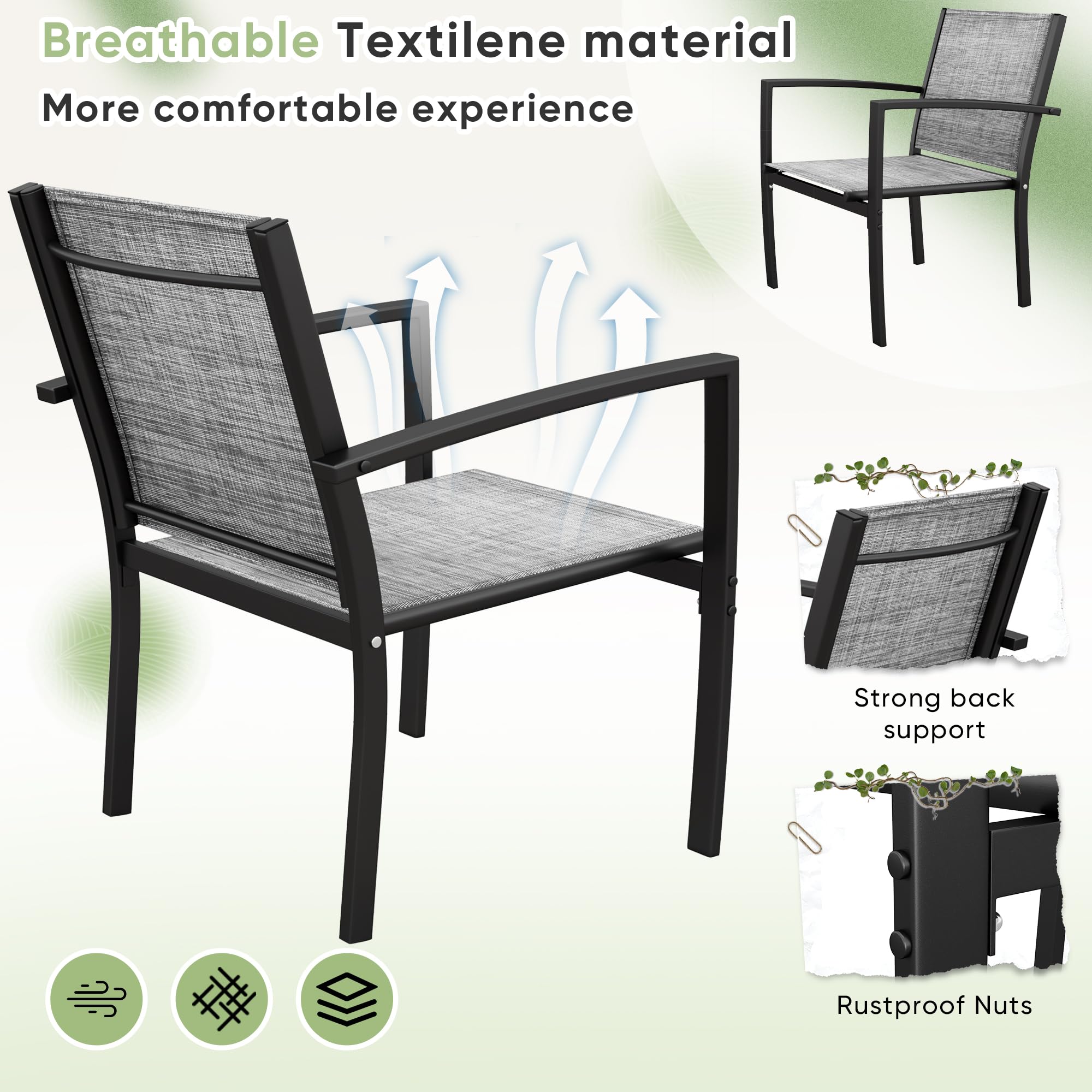 Rankok 4-Piece Modern Outdoor Patio Furniture Set - Textilene Wicker Conversation Set with Loveseat, 2 Chairs & Coffee Table - Waterproof & UV Resistant for Porch, Lawn, Poolside, Balcony or Backyard (Gray) - Perfect for Relaxing, Entertaining & Outdoor Dining