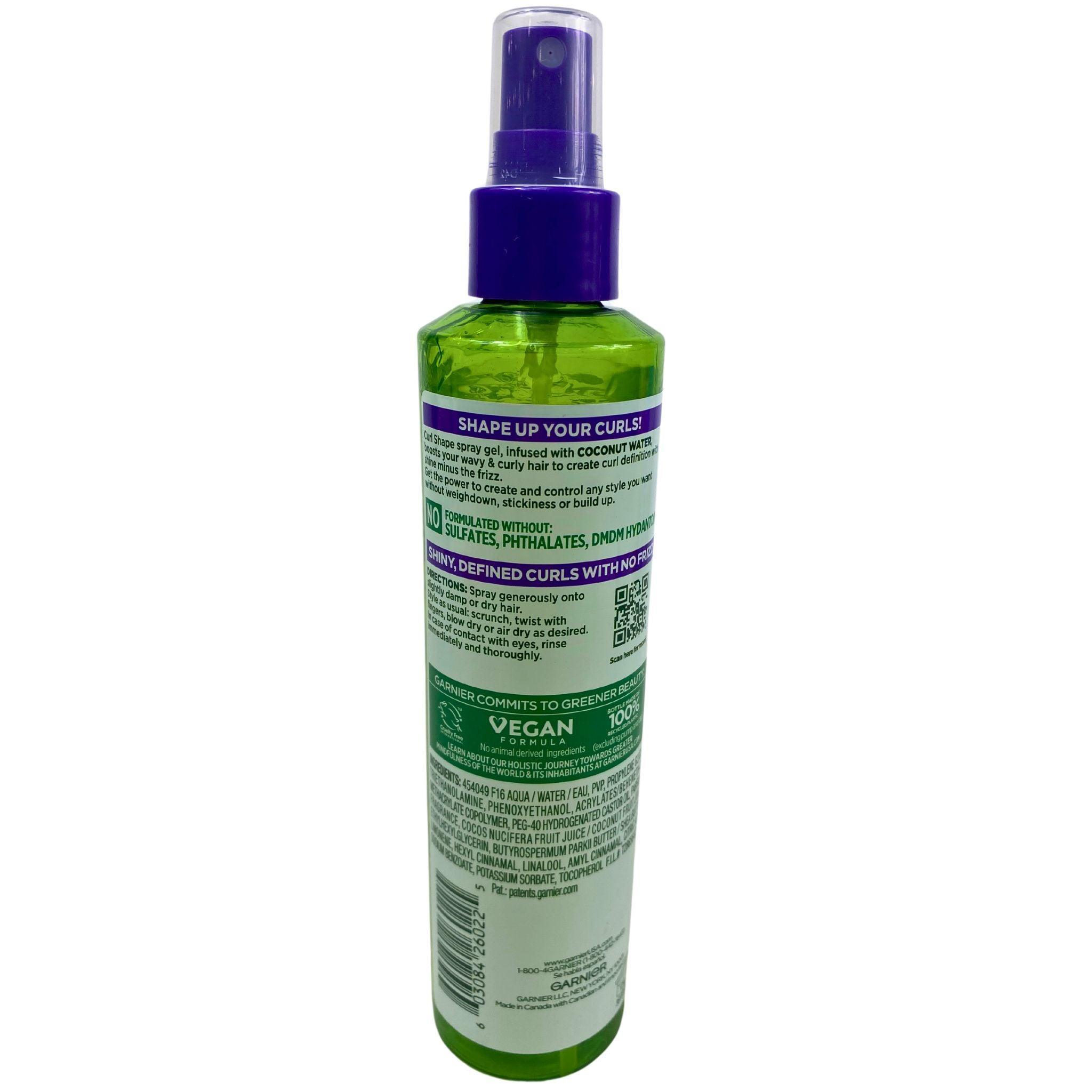 Garnier Fructis Curl Defining Spray Gel with Coconut Water - Strong Hold Hair Styler for Curly Hair - 8.5 oz (Pack of 48) - Perfect for Daily Curl Definition & Frizz Control