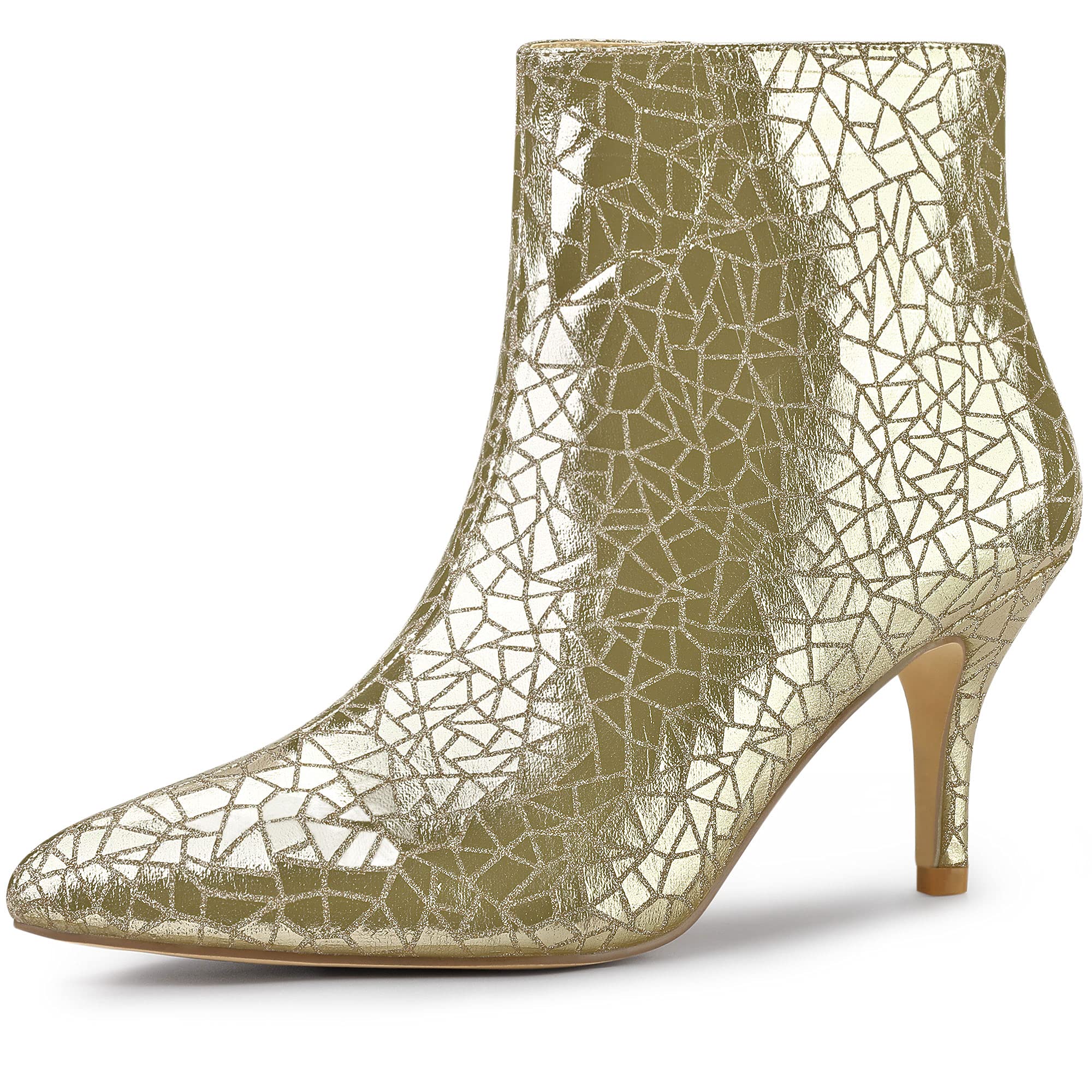 Allegra K Women's Sparkly Pointed Toe Stiletto Heel Ankle Boots for Party, Night Out & Special Occasions - Fashion Dress Shoes for Women