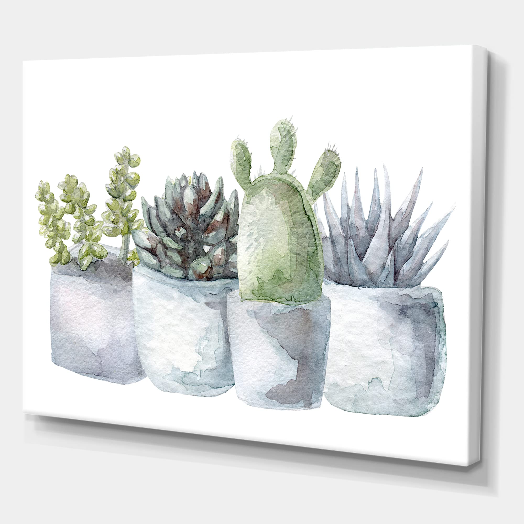 DesignQ Cactus and Succulent House Plants - Farmhouse Style Canvas Wall Art for Living Room, Bedroom & Office Decor
