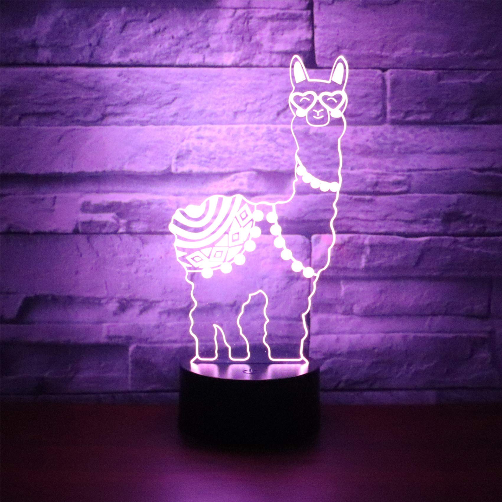 3D Optical Illusion Llama Night Light - 7 Color Changing Touch Control LED Desk Lamp for Kids Room, Bedroom & Nursery | Perfect Gift for Christmas, Birthday, Valentine's Day | Creates Cozy Ambiance for Reading, Relaxing & Sleep Time