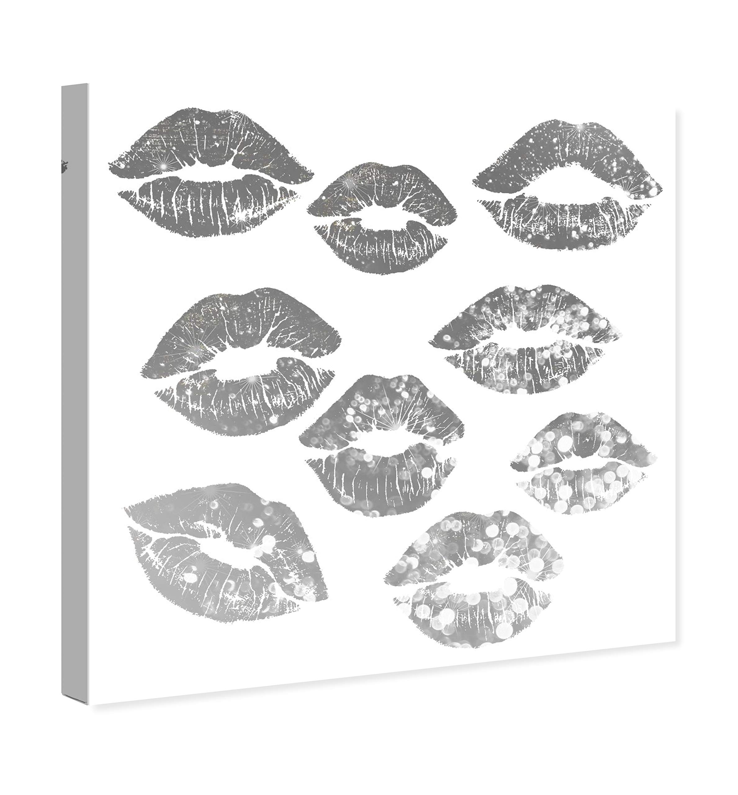 Oliver Gal Artist Co. 'Signs of Love Platinum' 30x30 Inch Gray & White Fashion Wall Art Canvas Print - Elegant Home Decor for Living Room, Bedroom & Office