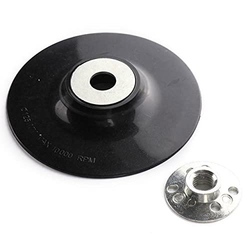 125mm Rubber Backing Disc M10 Thread - Angle Grinder & Sander Backing Pad for Woodworking, Metal Polishing & Surface Preparation (Color: Black)