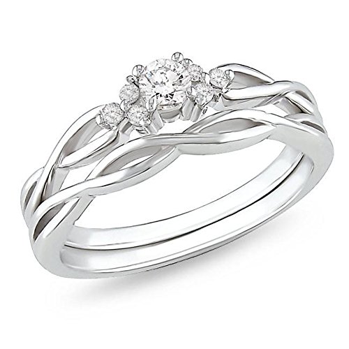 0.25 Carat Round Cut Diamond Bridal Ring Set in 10k Gold - Elegant Wedding & Engagement Jewelry for Brides, Anniversary Gift for Her