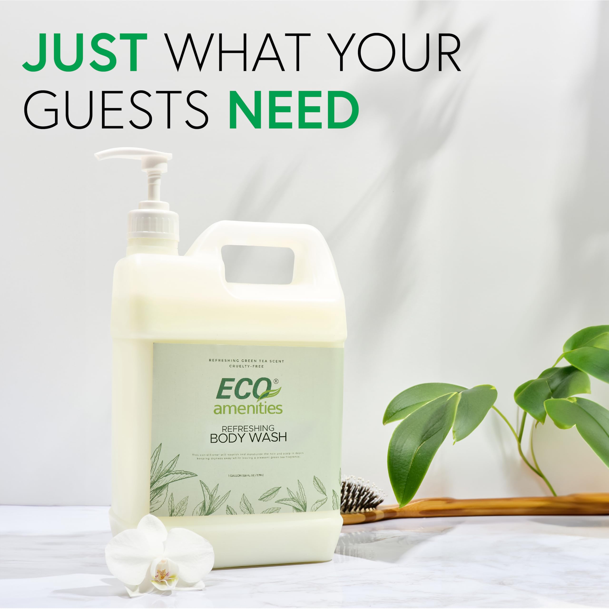 Eco-Friendly 1 Gallon Hand & Body Wash Refill - Green Tea Scent (4-Pack) | Bulk Liquid Soap for Home, Spa & Commercial Use