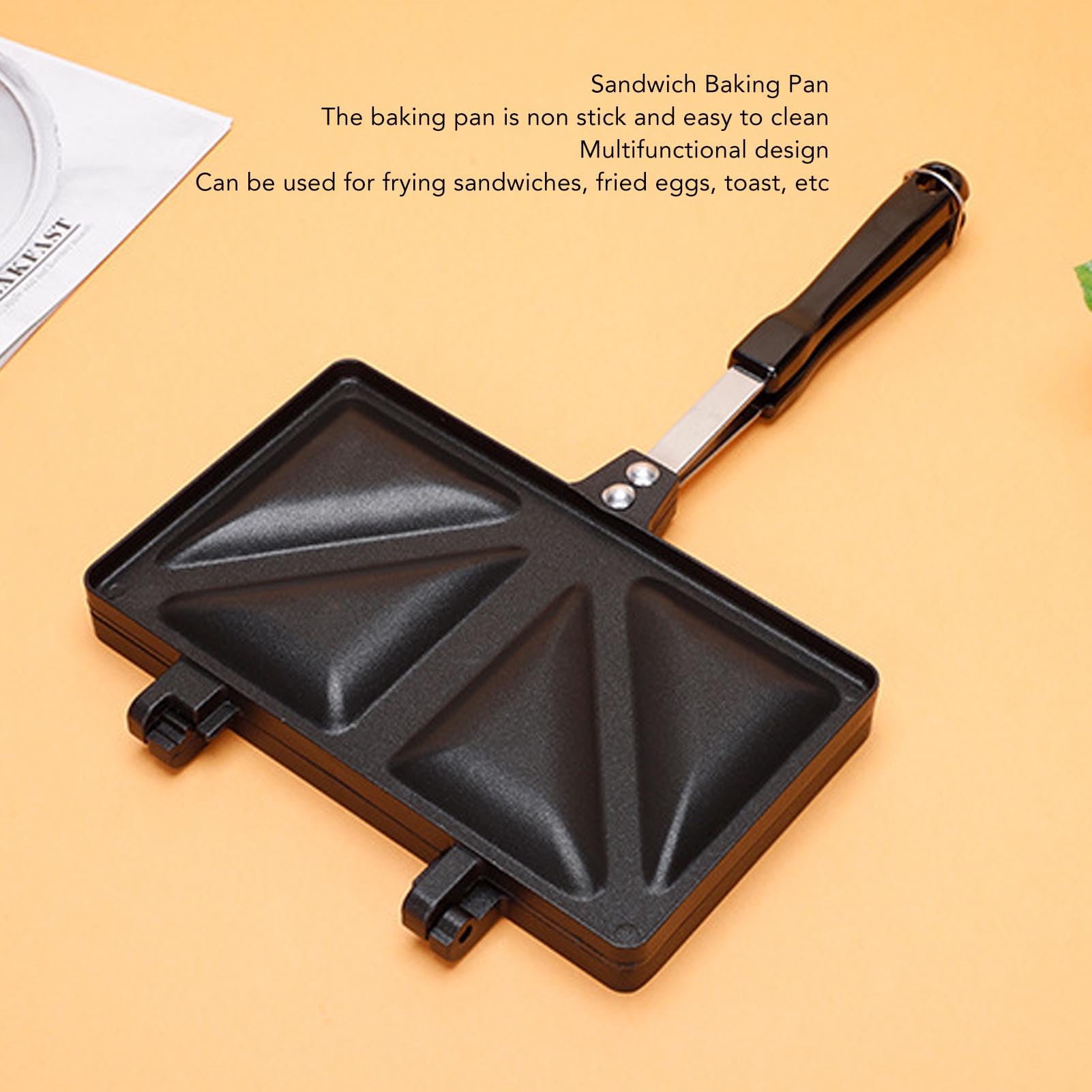 Fockety Hot Sandwich Maker - Double Sided Panini Press Grill with Even Heating Aluminum Alloy Plates, Lightweight Portable for Sandwiches, Paninis, Grilled Cheese, Frying Eggs & Baking Bread - Perfect for Home, Office & Camping (Black)