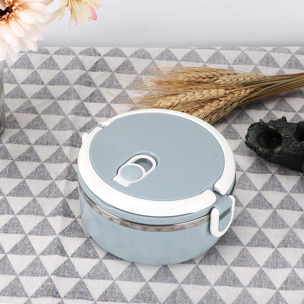 Stainless Steel Insulated Lunch Box - Portable Thermal Food Container for Rice & Noodles (Blue, Single Layer) | Ideal for Office, School & Outdoor Picnics
