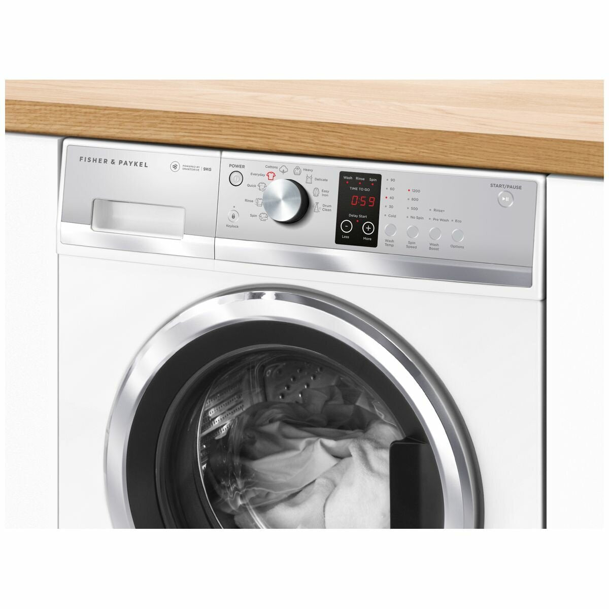 Fisher & Paykel WH9060J3 9kg Front Load Washing Machine - Energy Efficient, Quiet Operation for Apartments & Small Homes