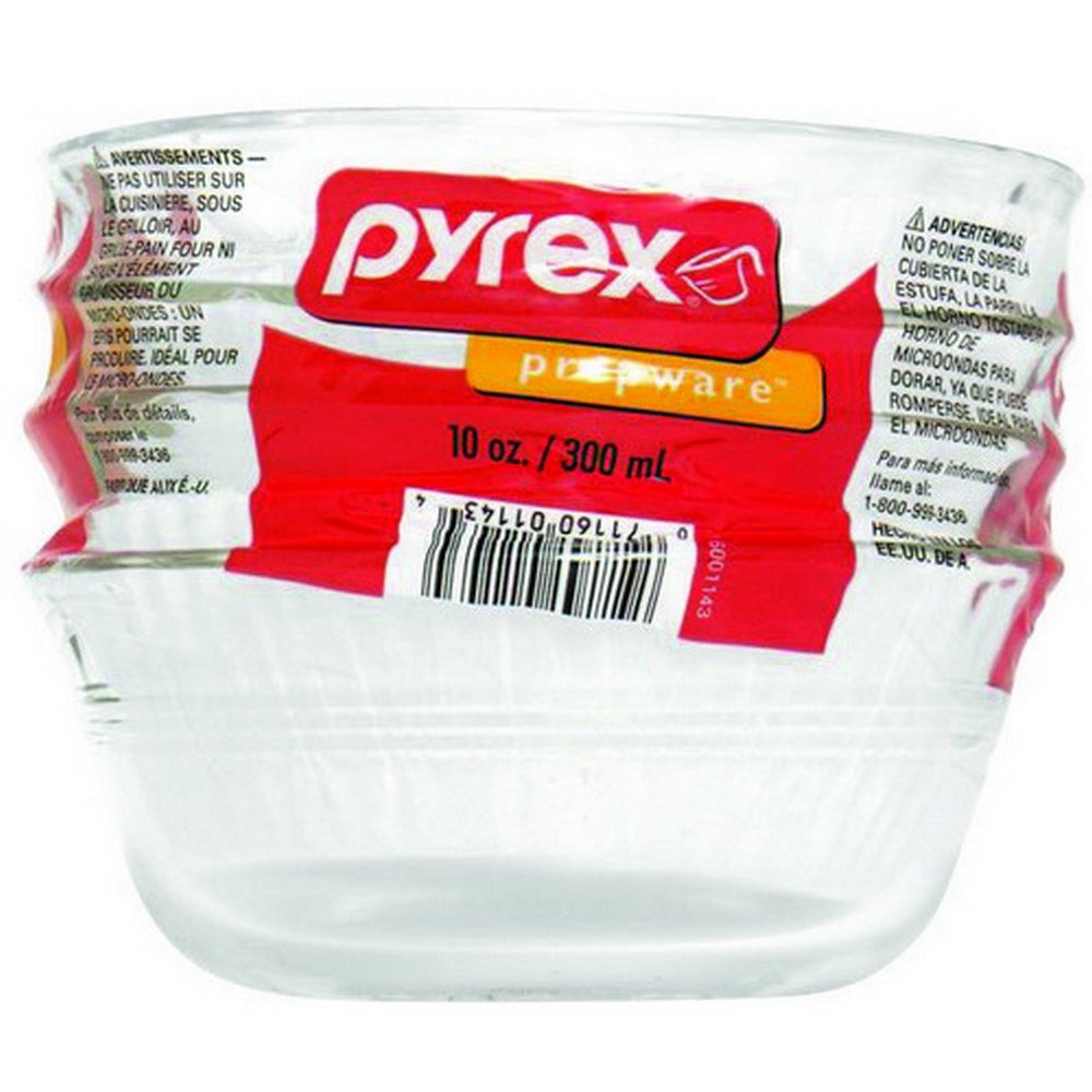 Pyrex 10-Ounce Glass Custard Cups - Set of 4, Oven & Microwave Safe Baking Ramekins for Crème Brûlée, Soufflés, Desserts & Meal Prep - Durable & Versatile Kitchen Essentials