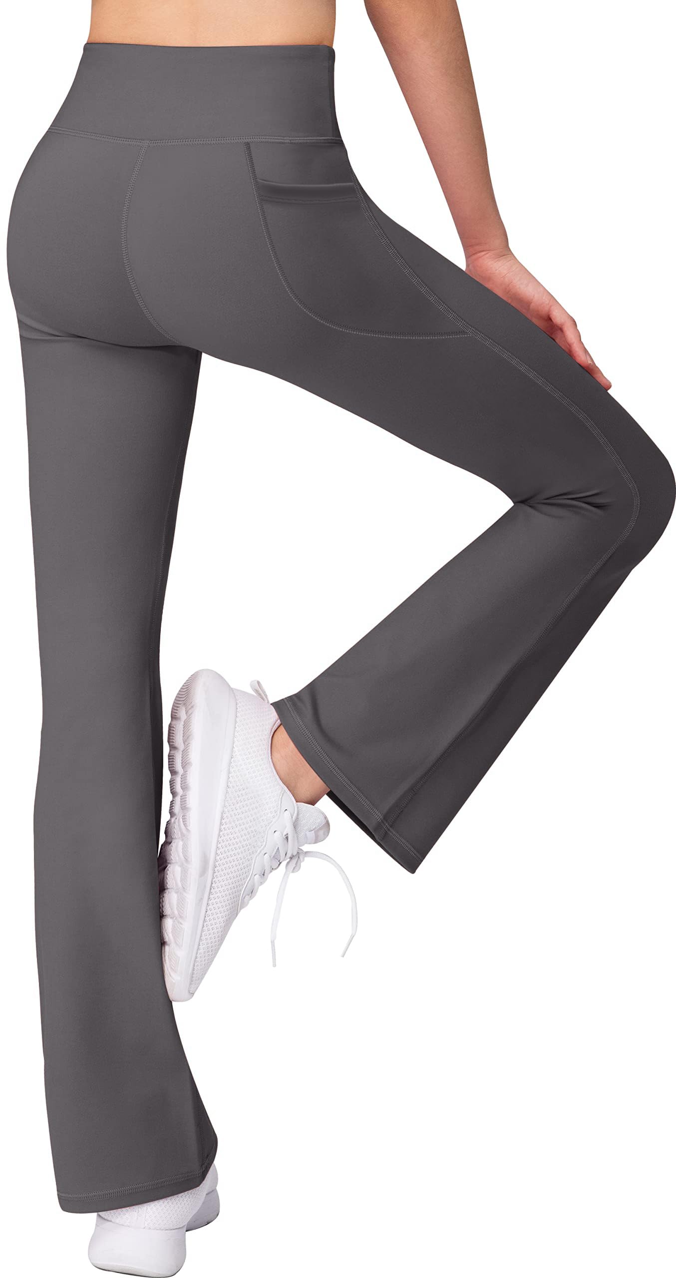 AENLLEY Girls Bootcut Yoga Pants with Pockets - High Waisted Stretchy Flare Leggings for Teens & Kids | Perfect for Dance, Yoga, School & Casual Wear