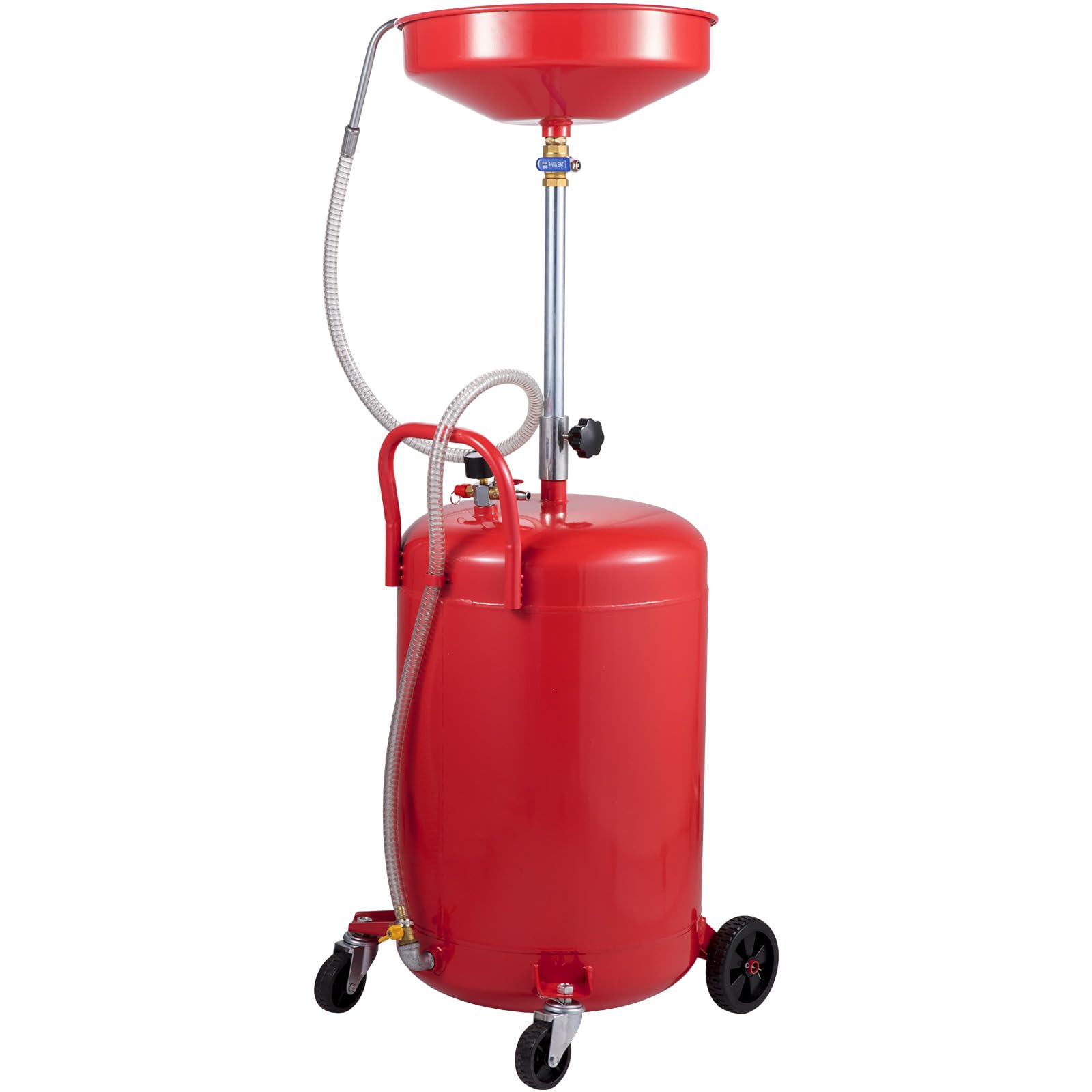 VEVOR 20-Gallon Portable Waste Oil Drain Tank - Air Operated Oil Drainer with Adjustable Funnel & Wheels for Auto Repair Shops, Garages - Ideal for Fluid Fuel Transfer, Oil Changes & Drainage in Professional Workshops