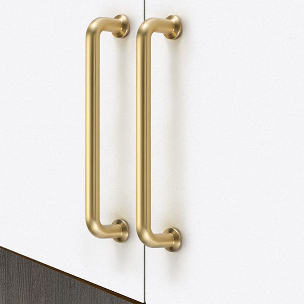 6-Piece Brushed Brass Cabinet Handles & Drawer Pulls - 192mm Hole Centers - Kitchen, Bathroom & Wardrobe Hardware with Screws - Perfect for Modern Home Renovation & Furniture Upgrades