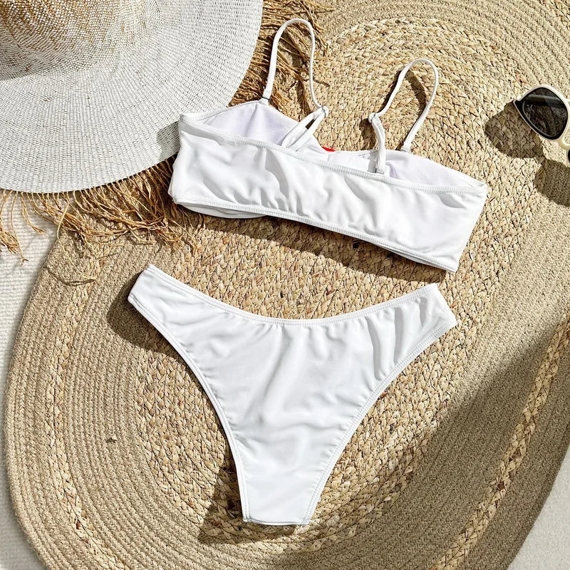 3D Floral Bandeau Bikini Set 2024 - Sexy Women's Swimwear Brazilian Thong Bathing Suit for Beach & Pool - Sizes S-XL | Perfect for Summer Vacations, Beach Parties & Tropical Getaways