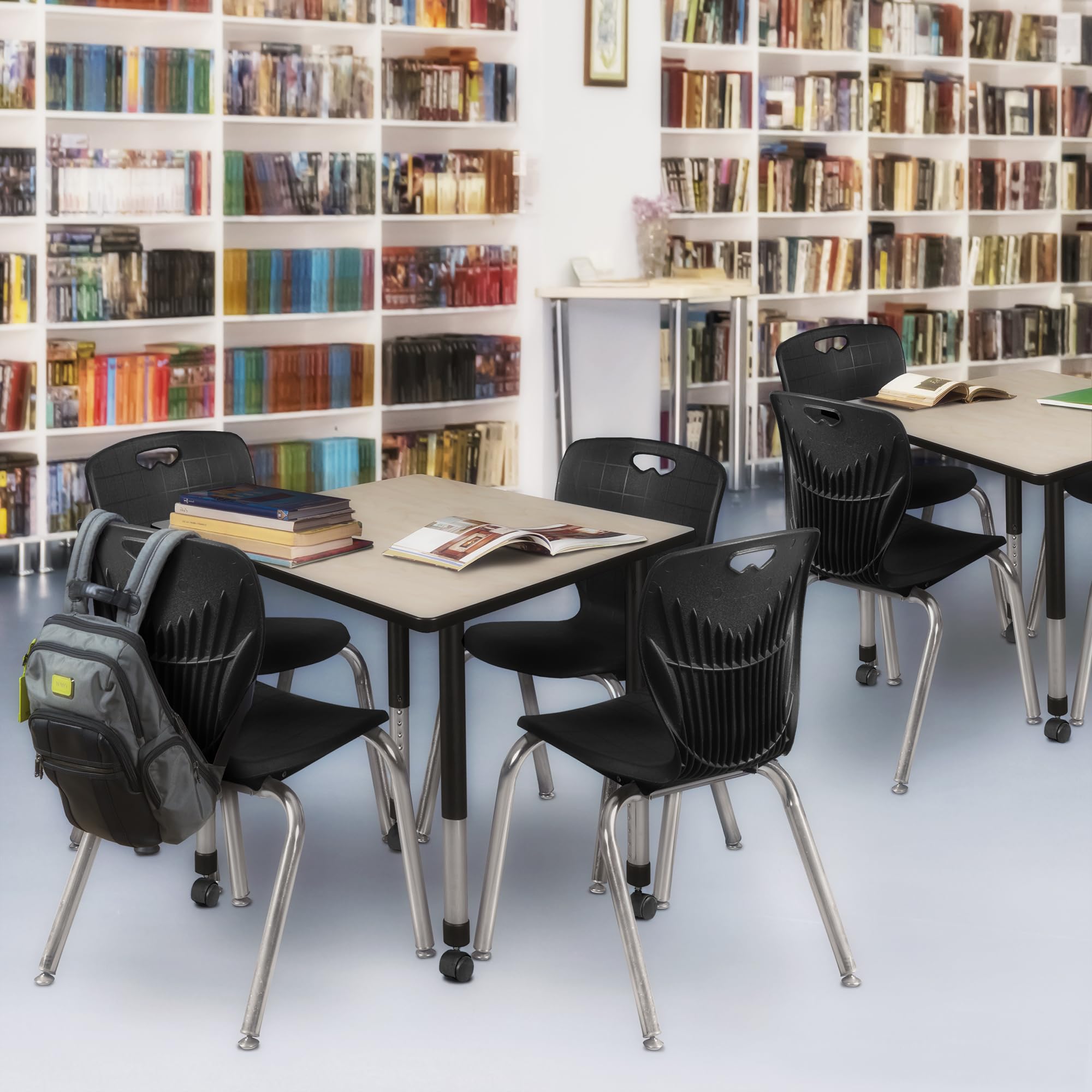 Regency Kee Height Adjustable Mobile Classroom Table Set with 4 Chairs - 42
