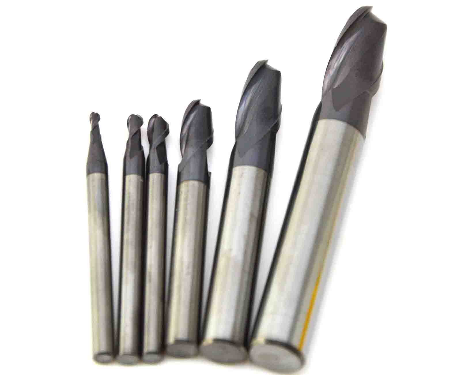 Wokesi 6Pcs Tungsten Steel Carbide Ball Nose End Mill Set (0.5-4mm Radius, HRC45, 2 Flutes, TiAlN Coated) - CNC Router Bits for Woodworking, Metal Milling & Engraving - Perfect for DIY Projects & Professional Machining