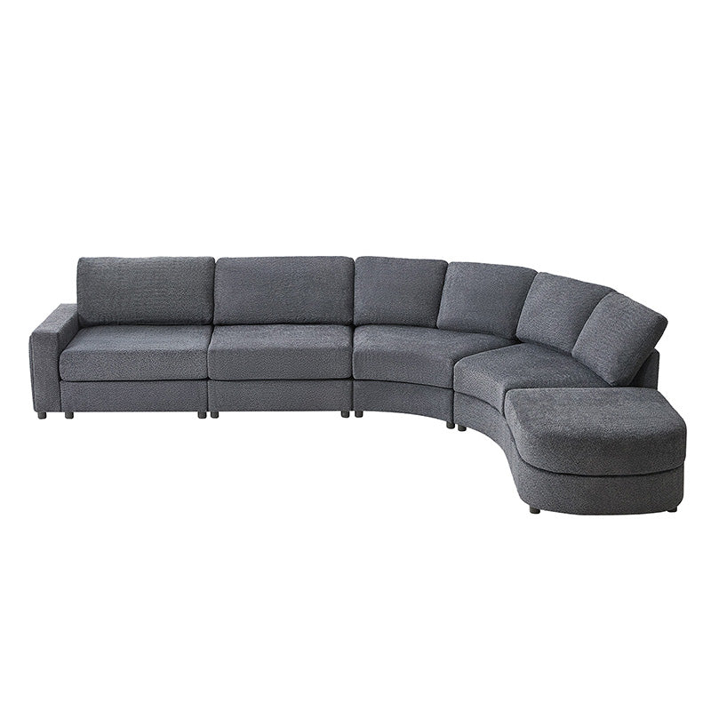 Aeris Modern Curved Sectional Sofa Set - L-Shaped Couch with Ottoman for Living Room, Lounge & Entertainment Spaces | Contemporary Fabric Upholstery, Comfortable Seating for Family & Guests