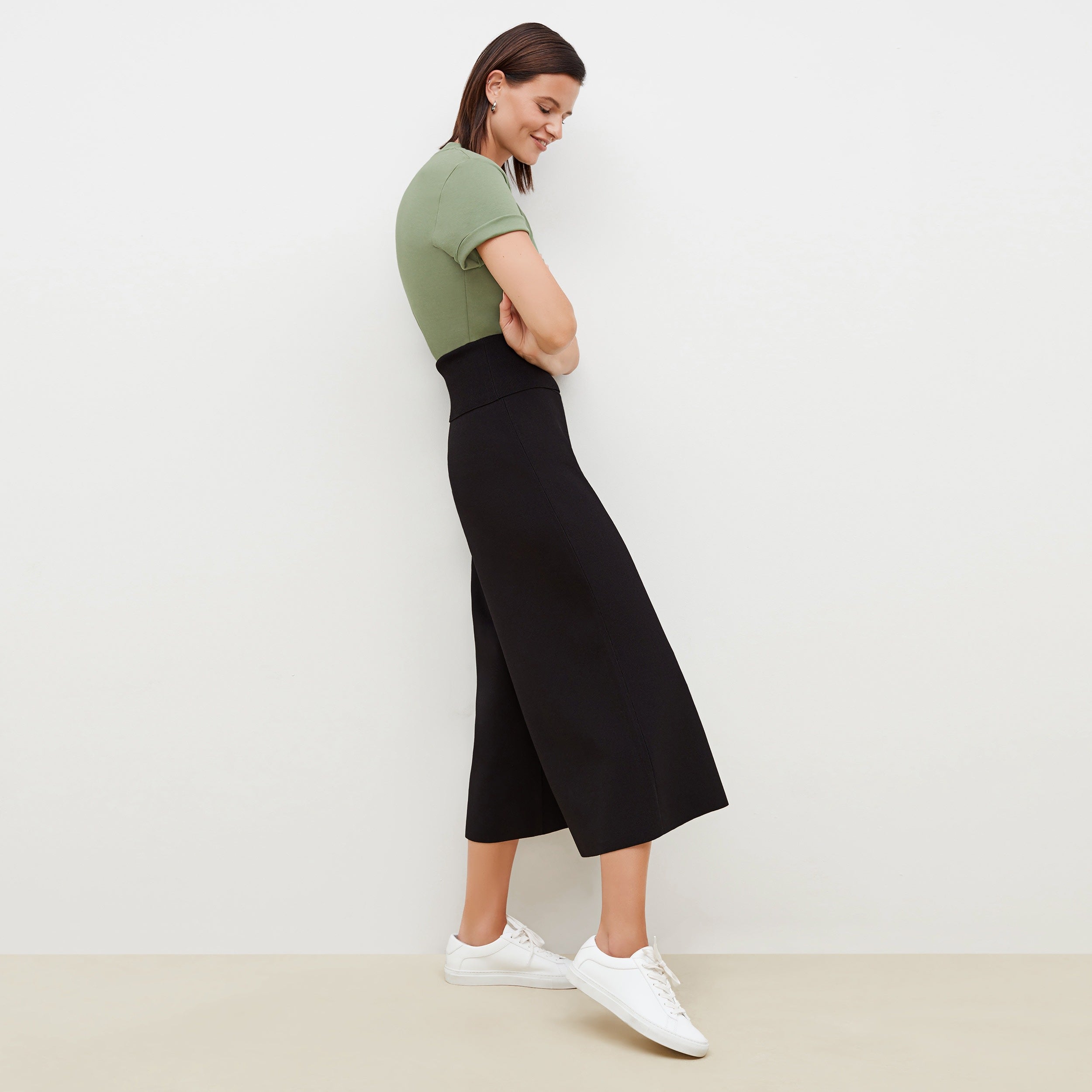 Rogala Stretch Culotte Jumpsuit & Knit Cardigan Set in Black | Comfortable Lounge Wear for Women | Perfect for Yoga, Travel, and Casual Outings