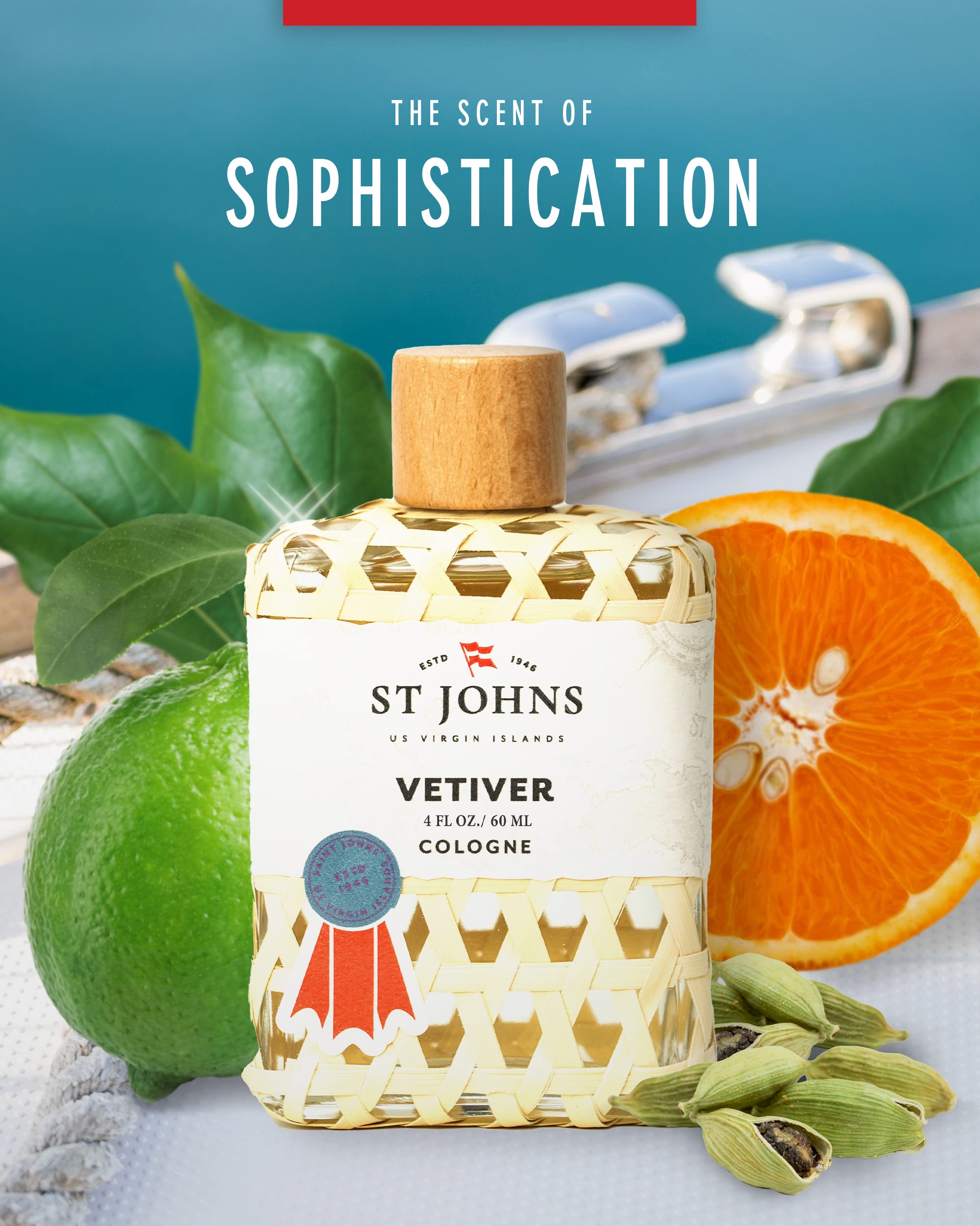 St. John's Classic Vetiver Cologne for Men - Virgin Islands Inspired Fresh & Sophisticated Fragrance (4 oz) | Perfect for Daily Wear, Office & Special Occasions