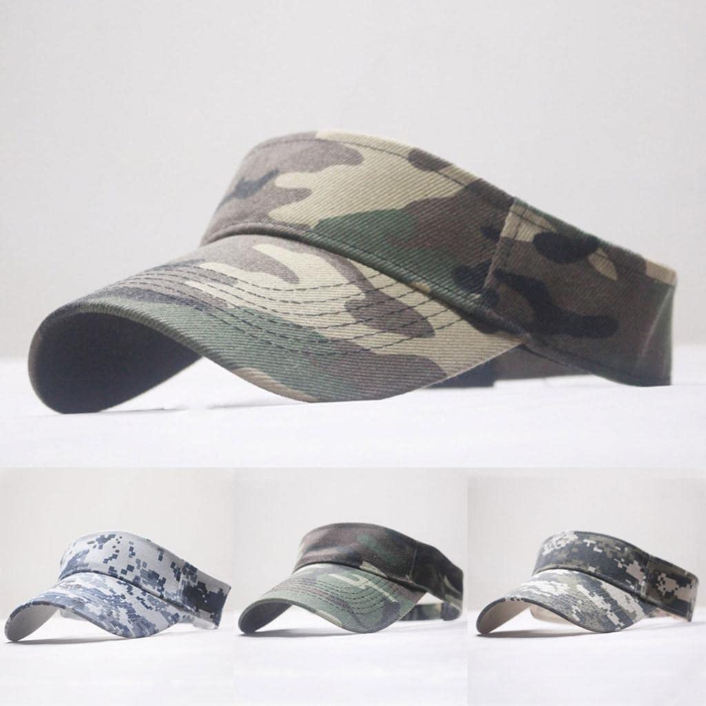Unisex Camo Sun Visor Hat - Adjustable Baseball Cap for Running, Cycling, Golf & Tennis | UV Protection Summer Sports Hat for Outdoor Activities