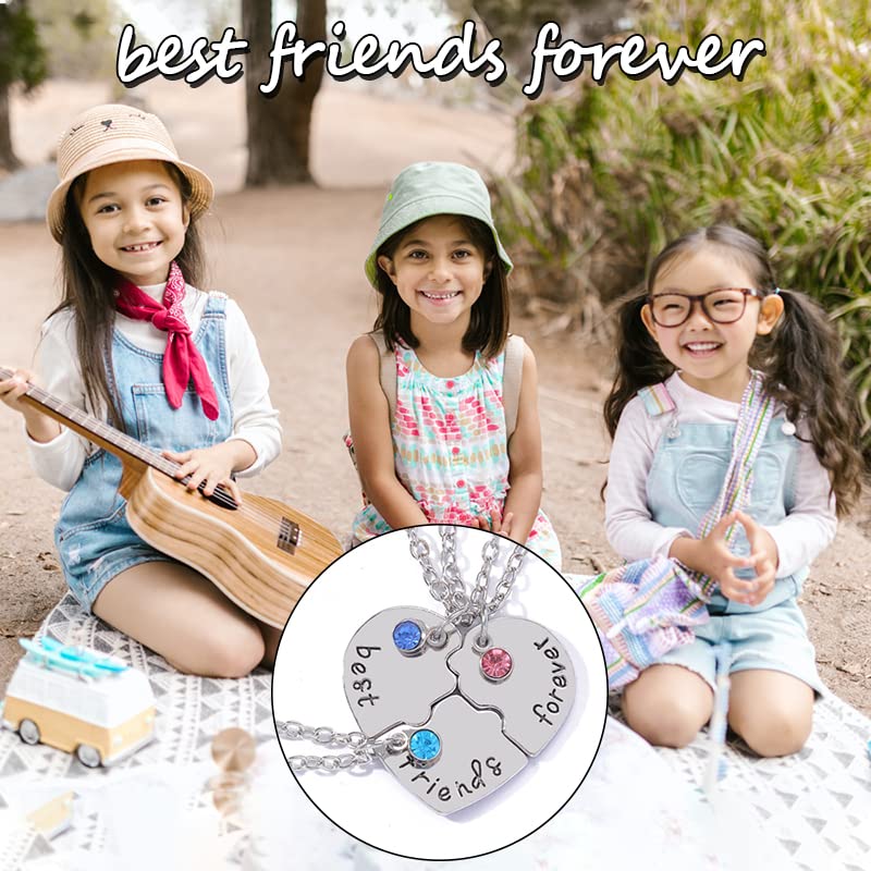 ShiQiao Special BFF Necklace Set for 3 Girls - Best Friend Birthday Gifts for Women - Matching Friendship Jewelry (3 Pieces) - Perfect for Sisterhood, Graduation, and Special Occasions