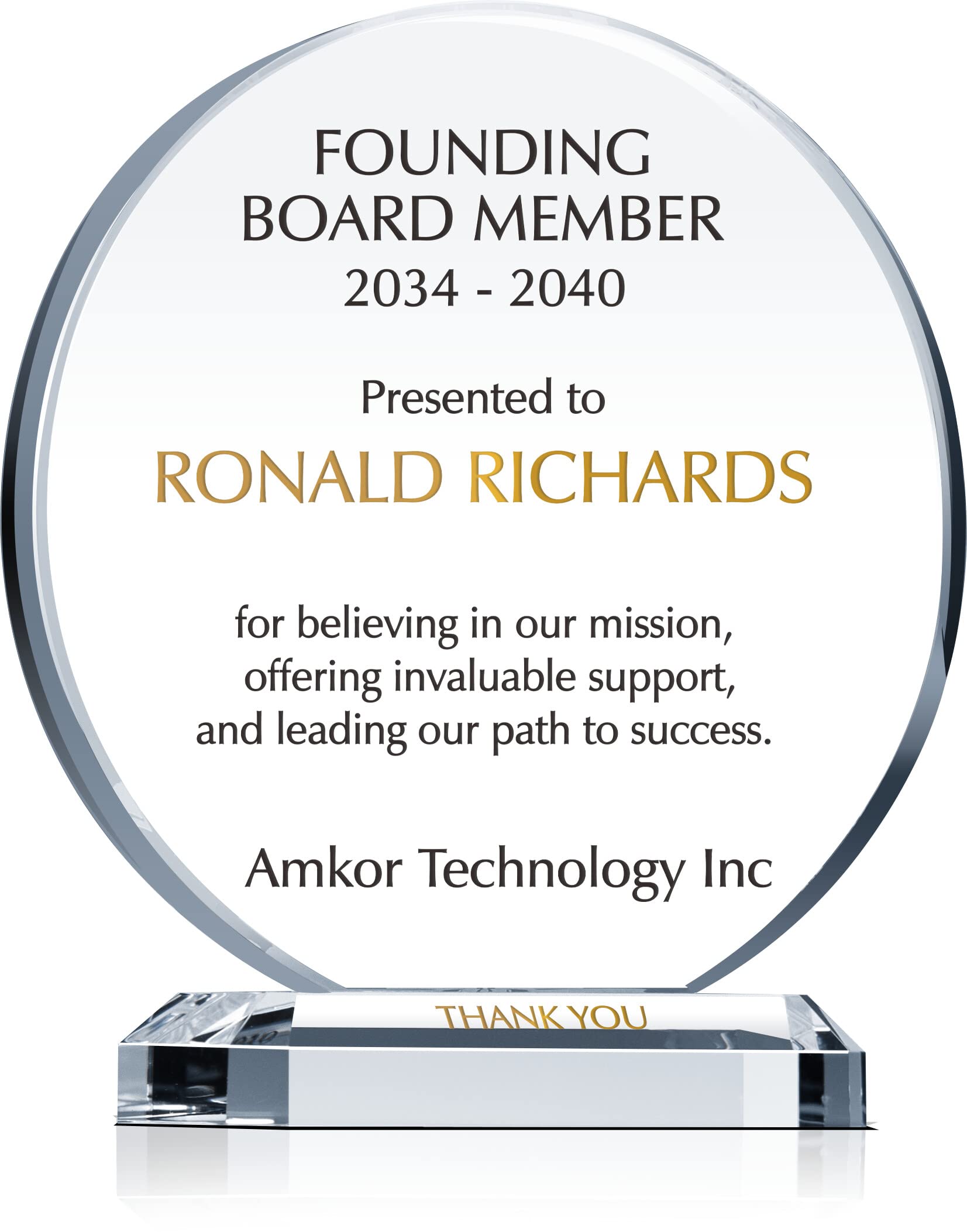 Custom Personalized Crystal Board Member Appreciation Plaque - Engraved with Name - Unique Farewell Gift for Directors, Chairmen & Executives (8